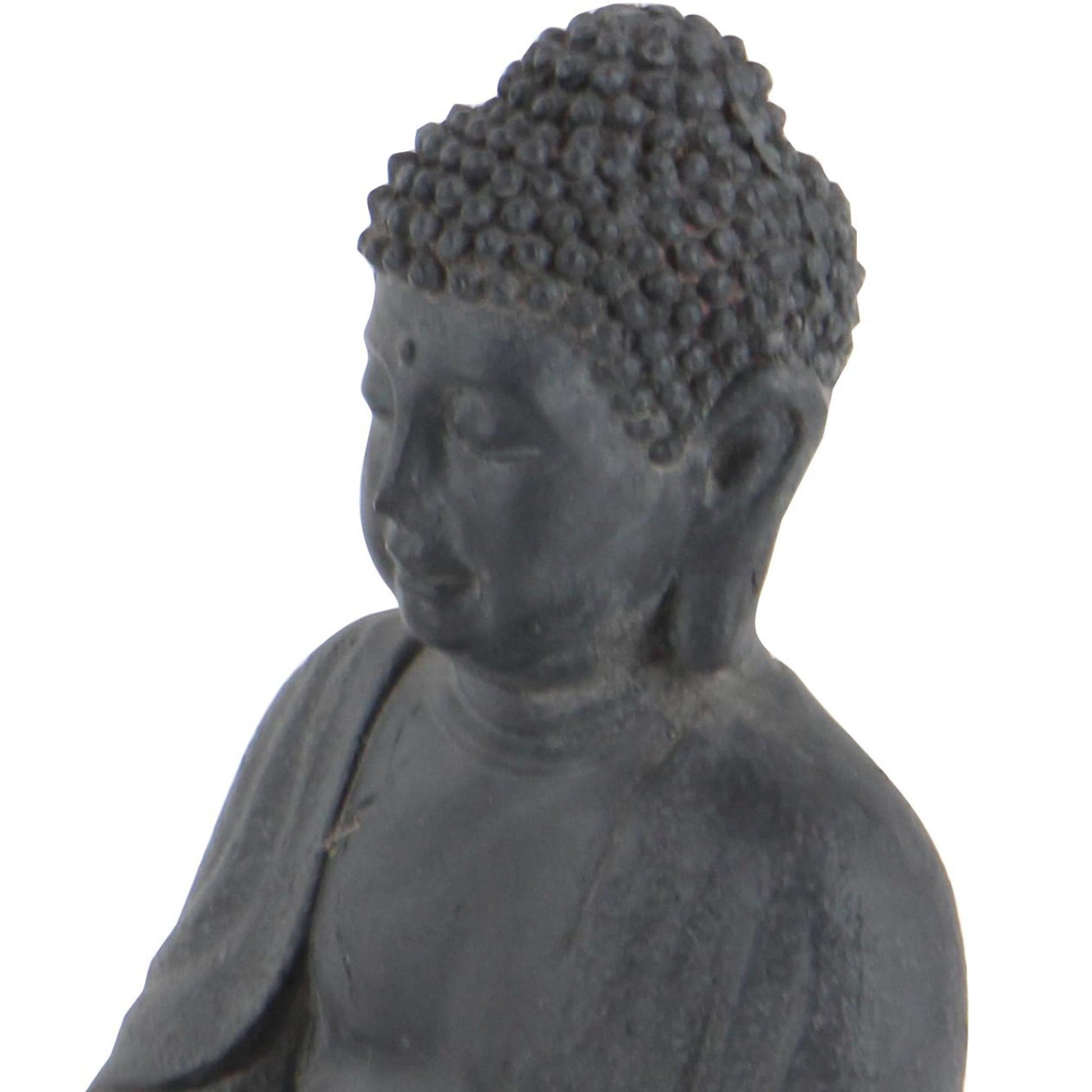 CosmoLiving by Cosmopolitan Buddha Ceramic Meditating Decorative Sculpture with Engraved Carvings and Relief Detailing