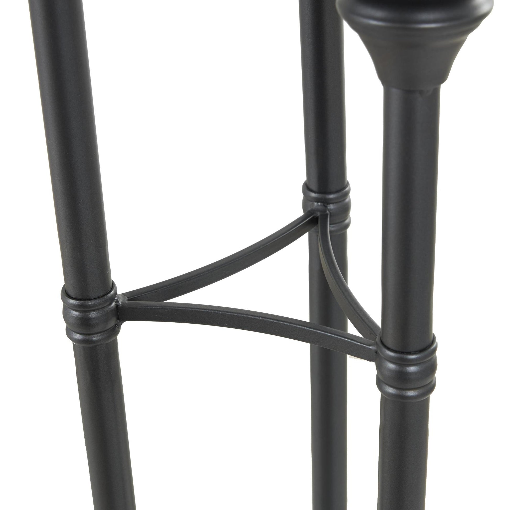 Black Metal Tall Floor Room Hurricane Lamp with 3 Posts and Round Base