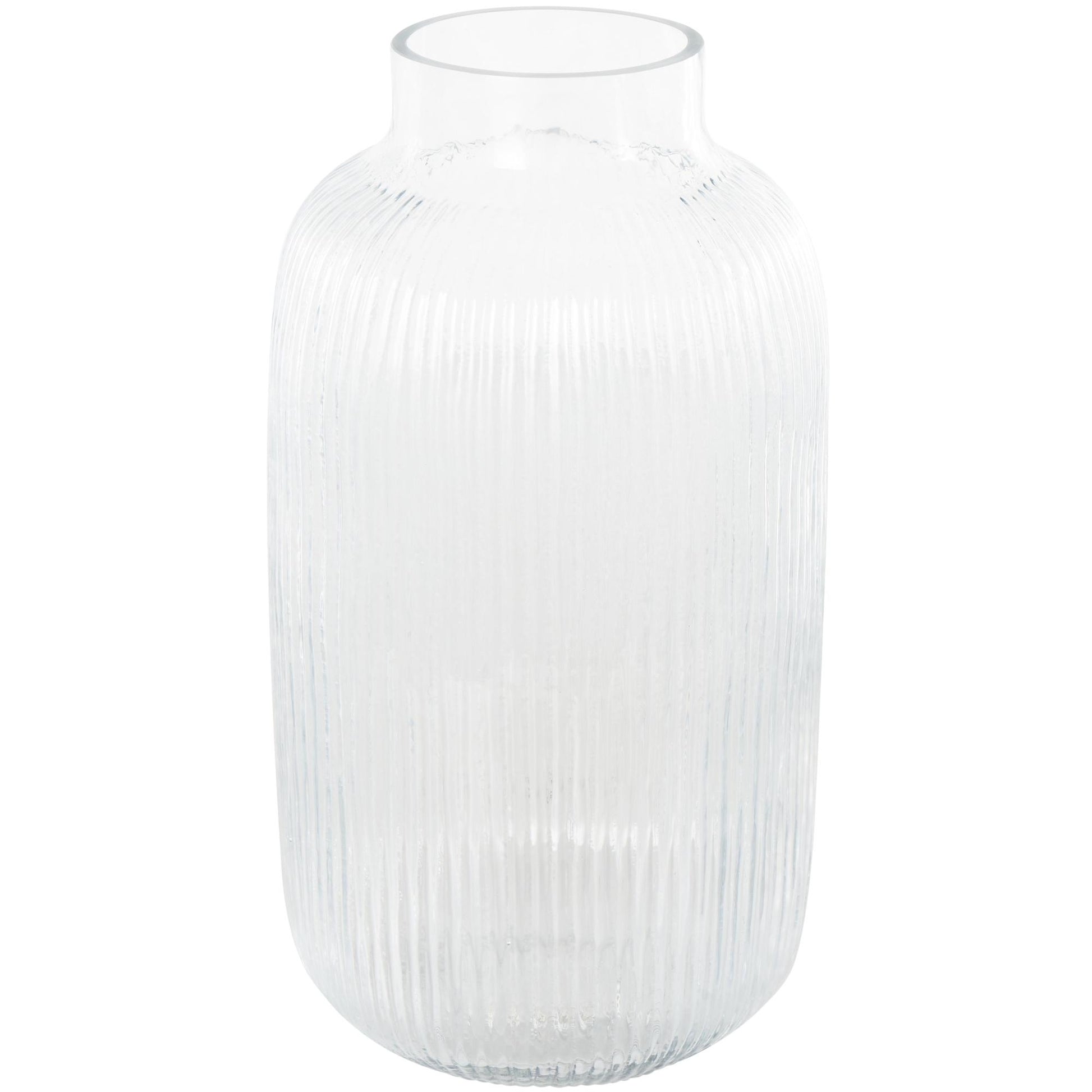 Clear Glass Ribbed Decorative Vase