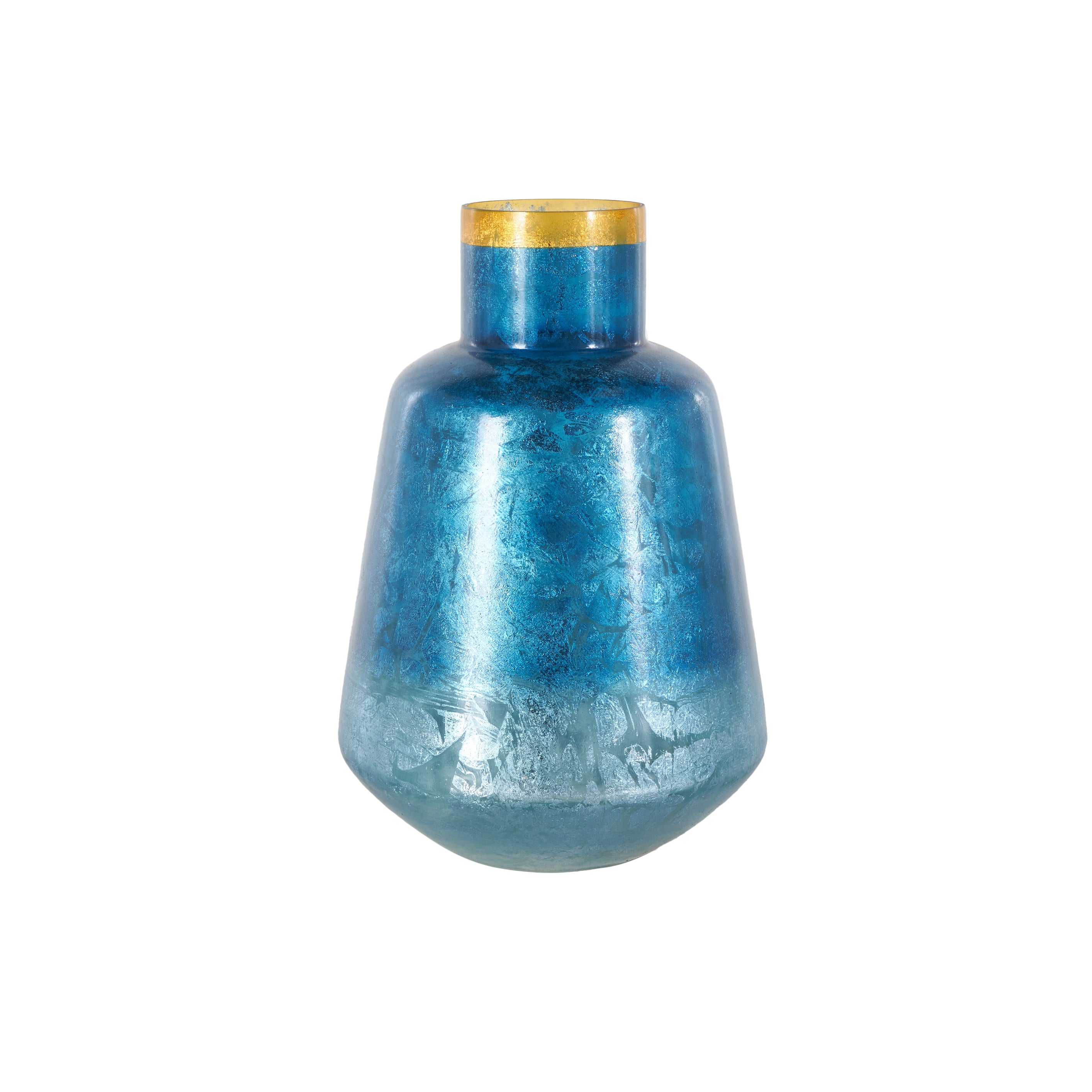 Glass Handmade Decorative Vase with Gold Rim