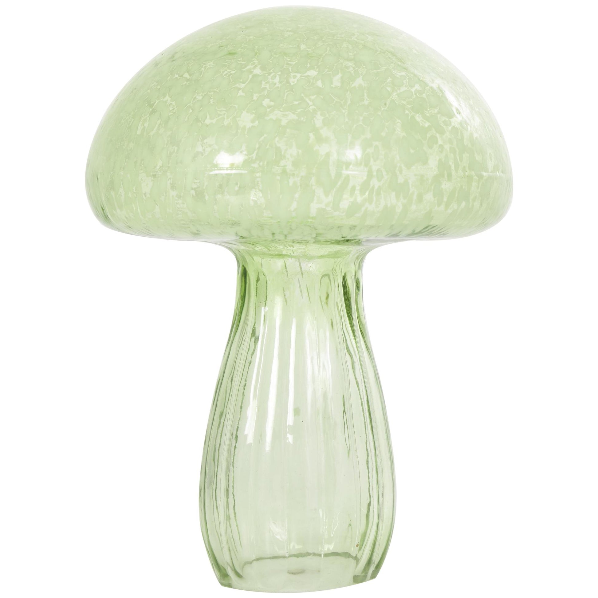 Set of 3 Mushroom Green Glass Textured Decorative Sculpture