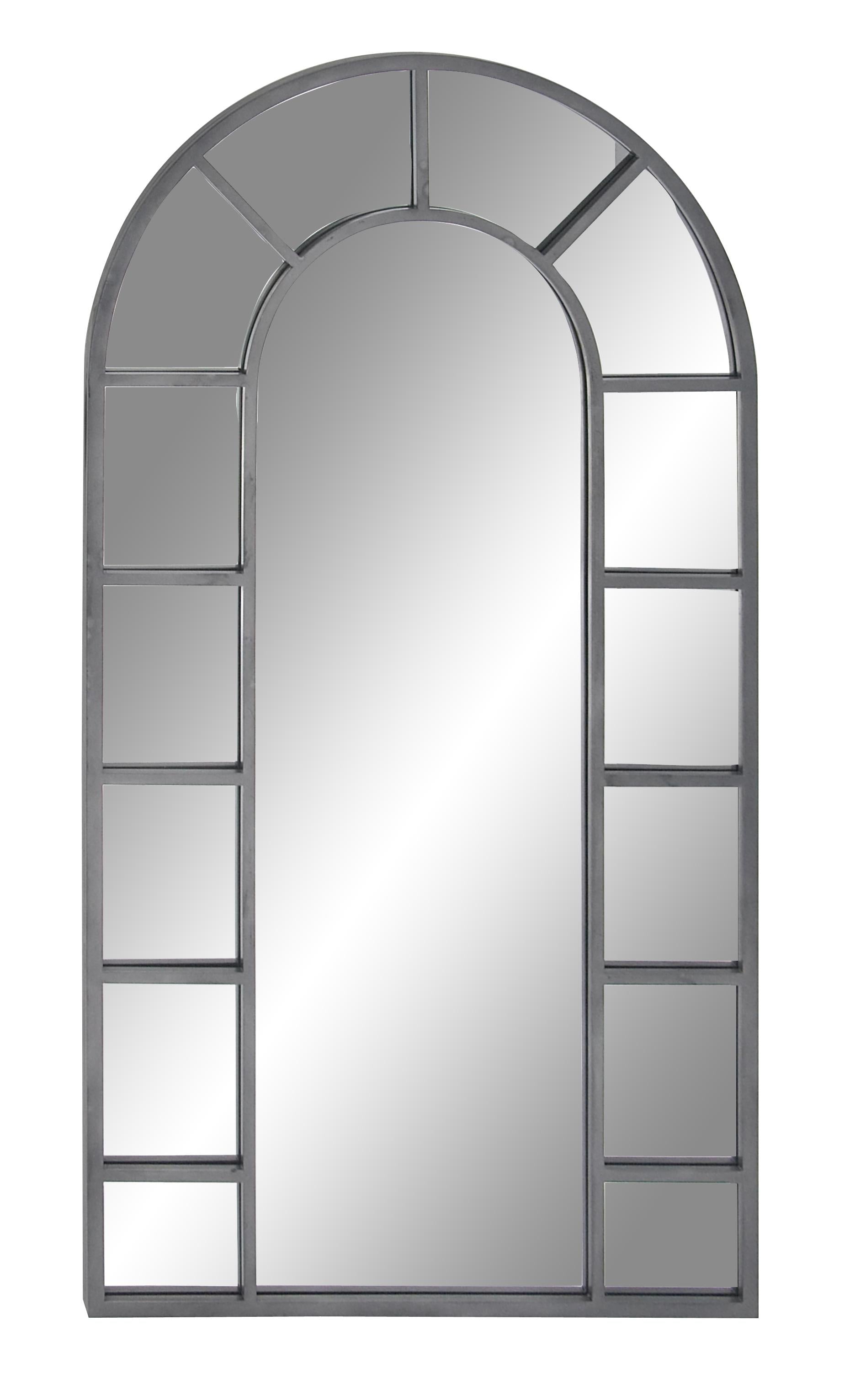Metal Arched Window Pane Room Wall Mirror with Arched Top