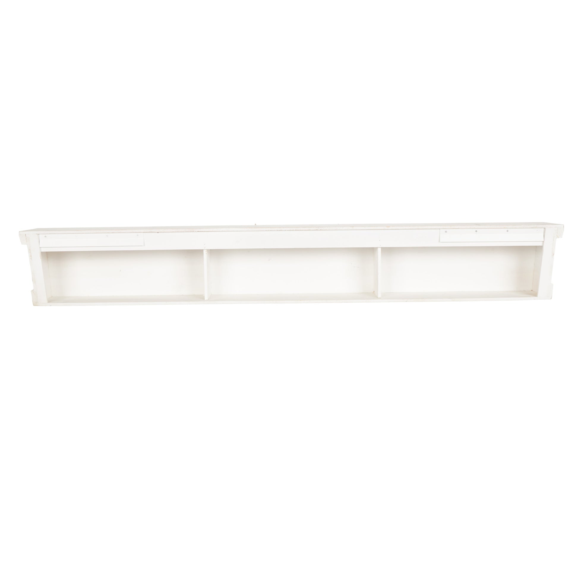 Floral White Wooden Room Wall Shelf with Brown Distressing