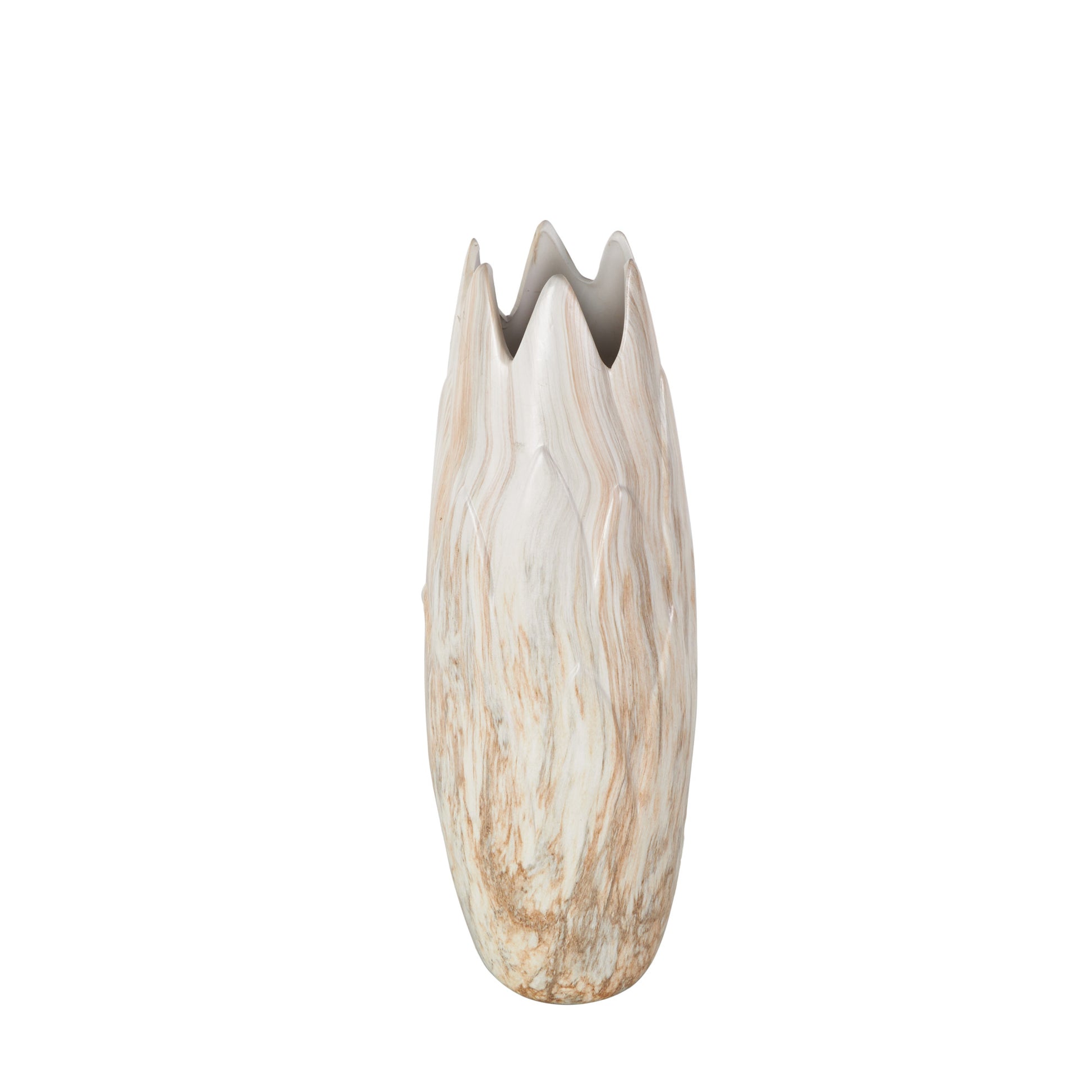 Ceramic Marbled Decorative Vase with Angled Edge Opening