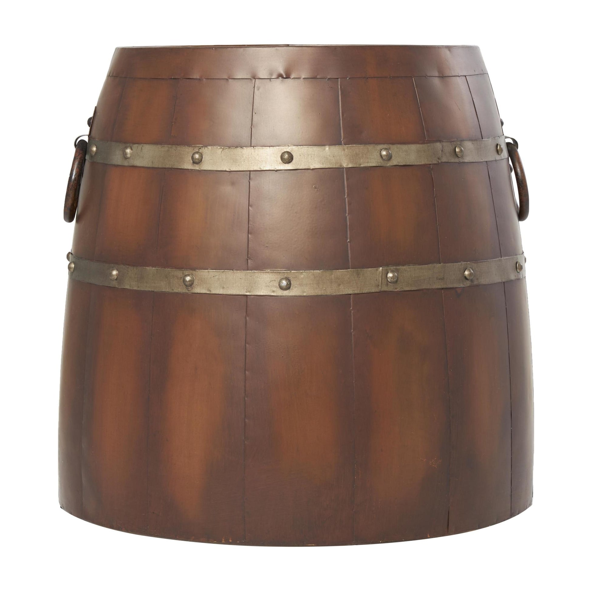 Brown Metal Wine Barrel Side End Accent Table