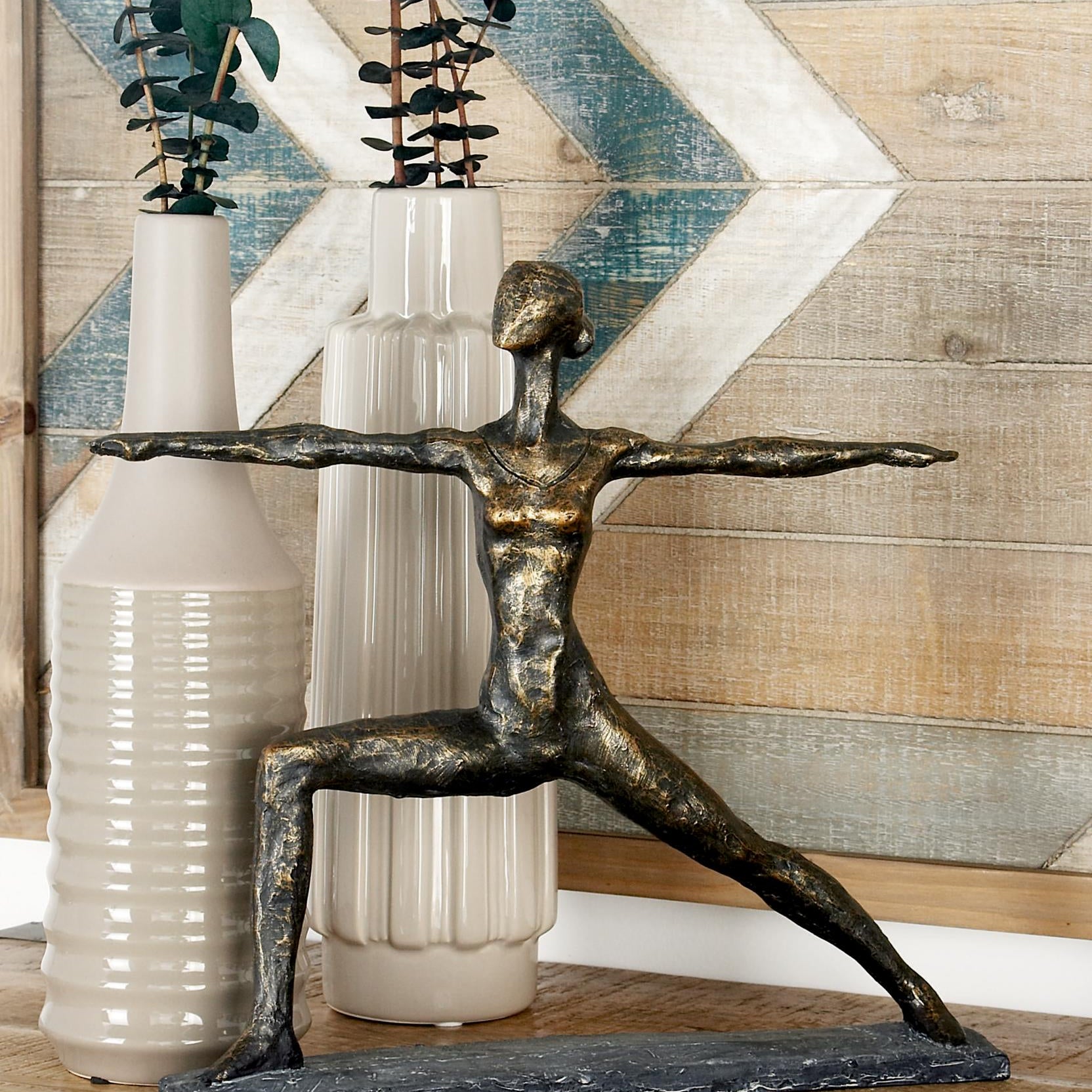 Yoga Brass Polystone Decorative Sculpture