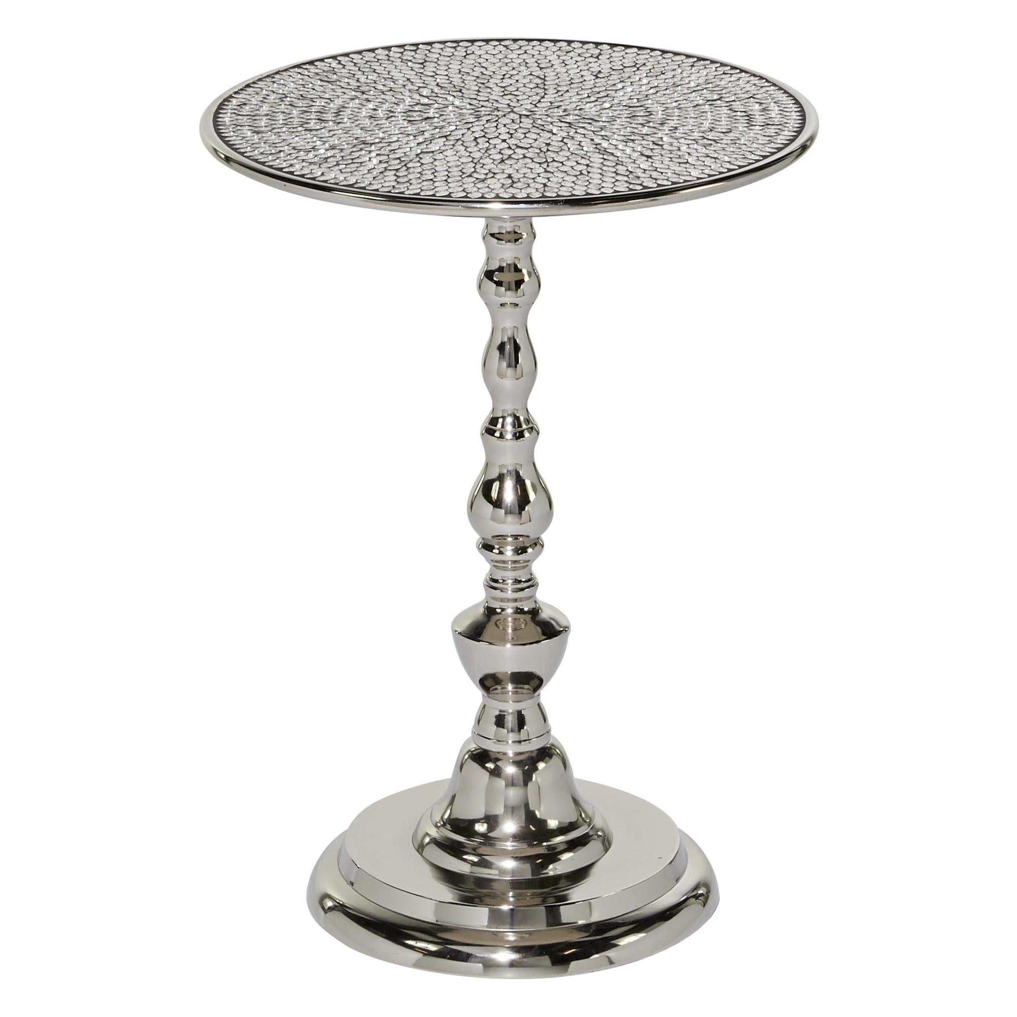 Silver Aluminum Metal Side End Accent Table