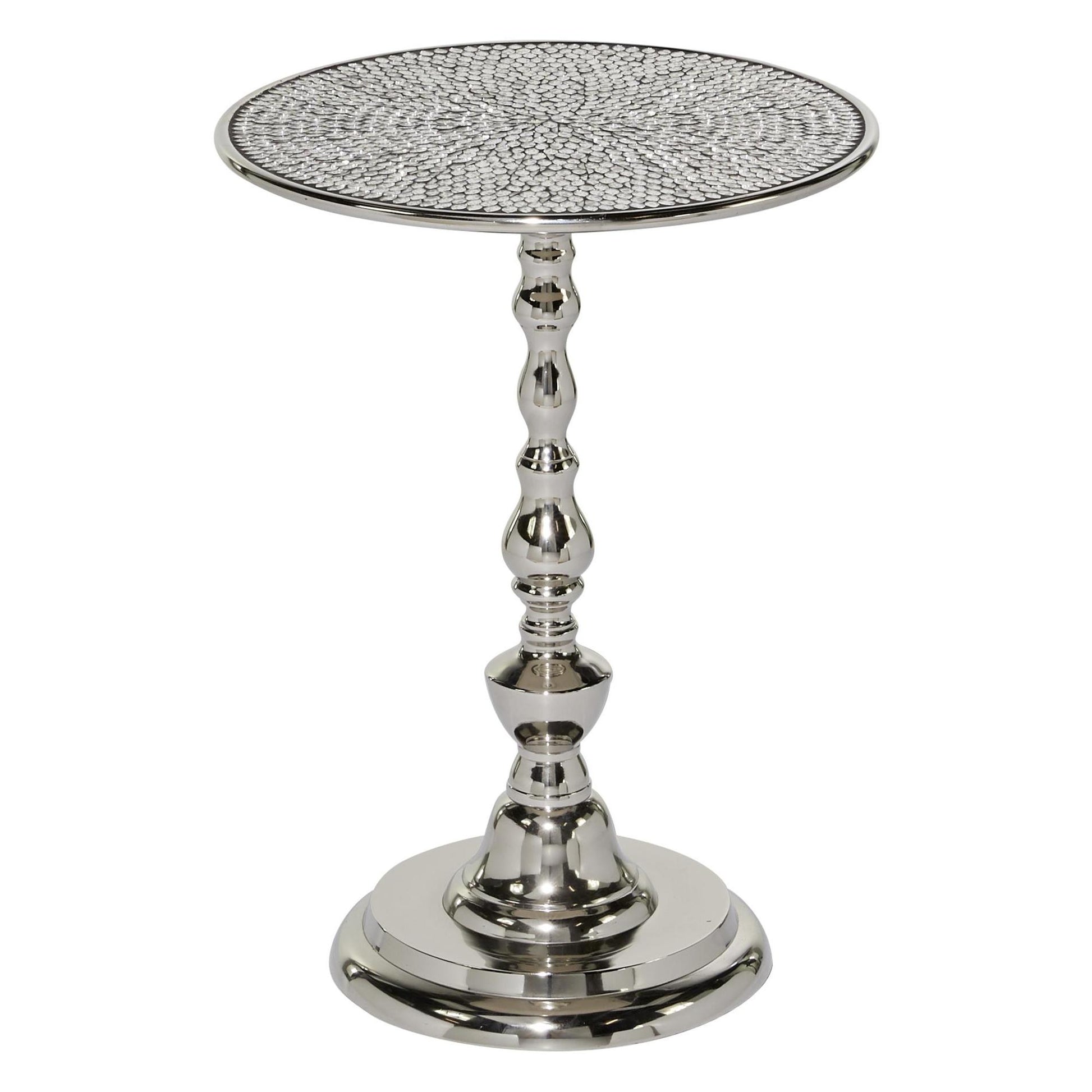 Silver Aluminum Metal Side End Accent Table