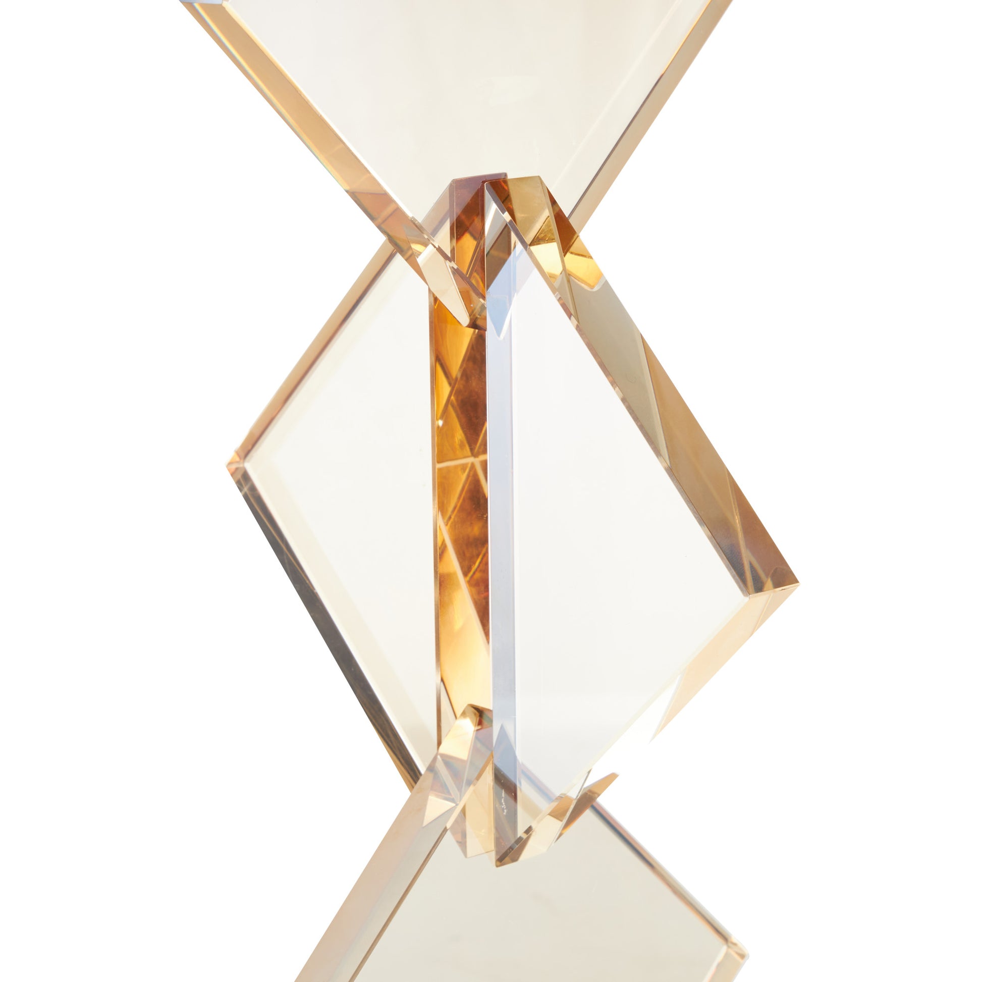 Abstract Orange Glass Stacked Diamonds Decorative Sculpture