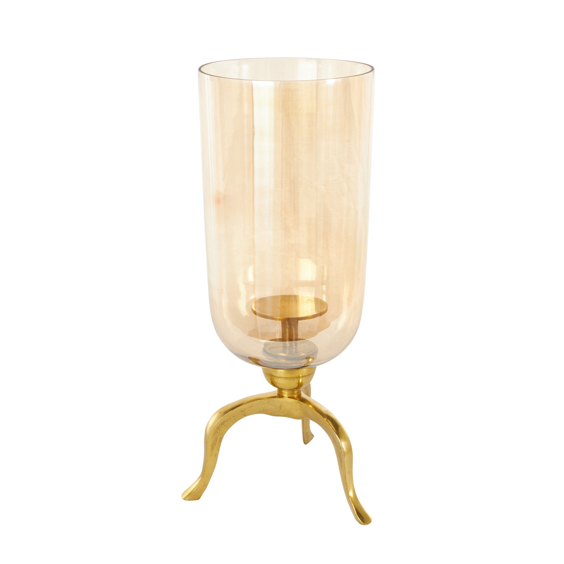 Gold Aluminum Metal Single Candle Room Hurricane Lamp