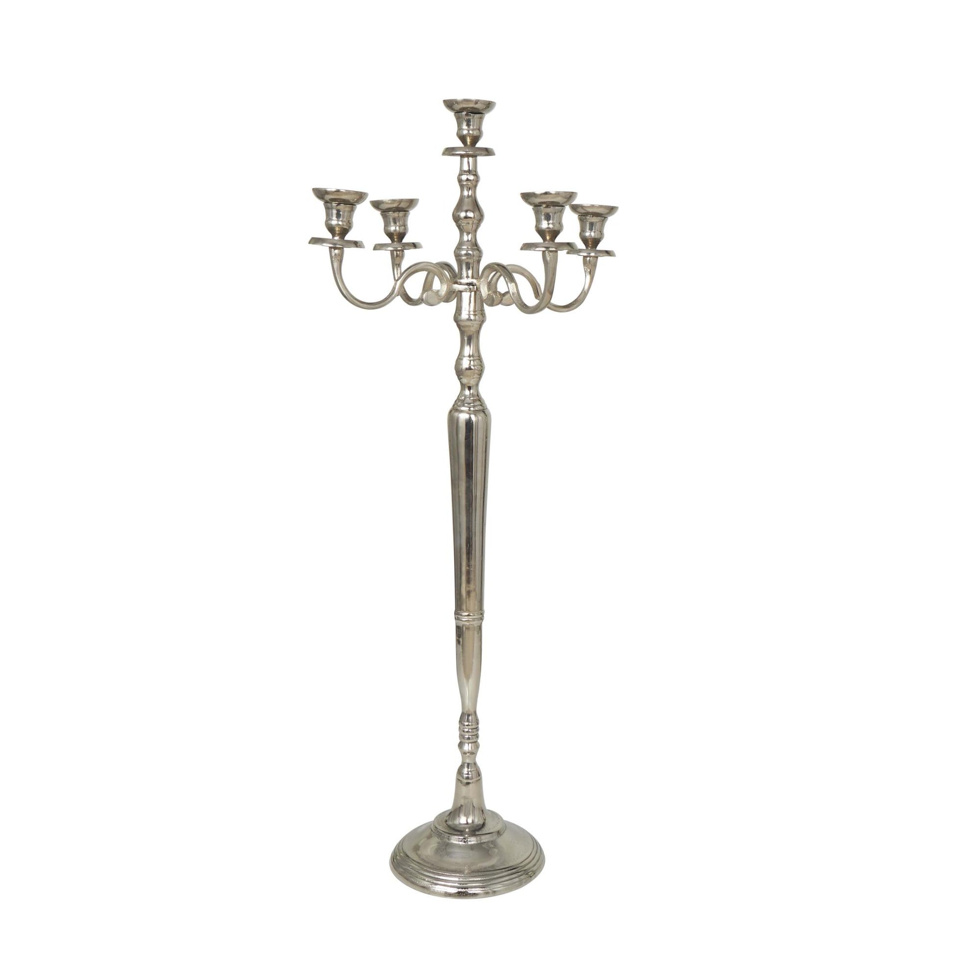 Scroll Aluminum Metal Tall Floor 5 Candle Decorative Candelabra