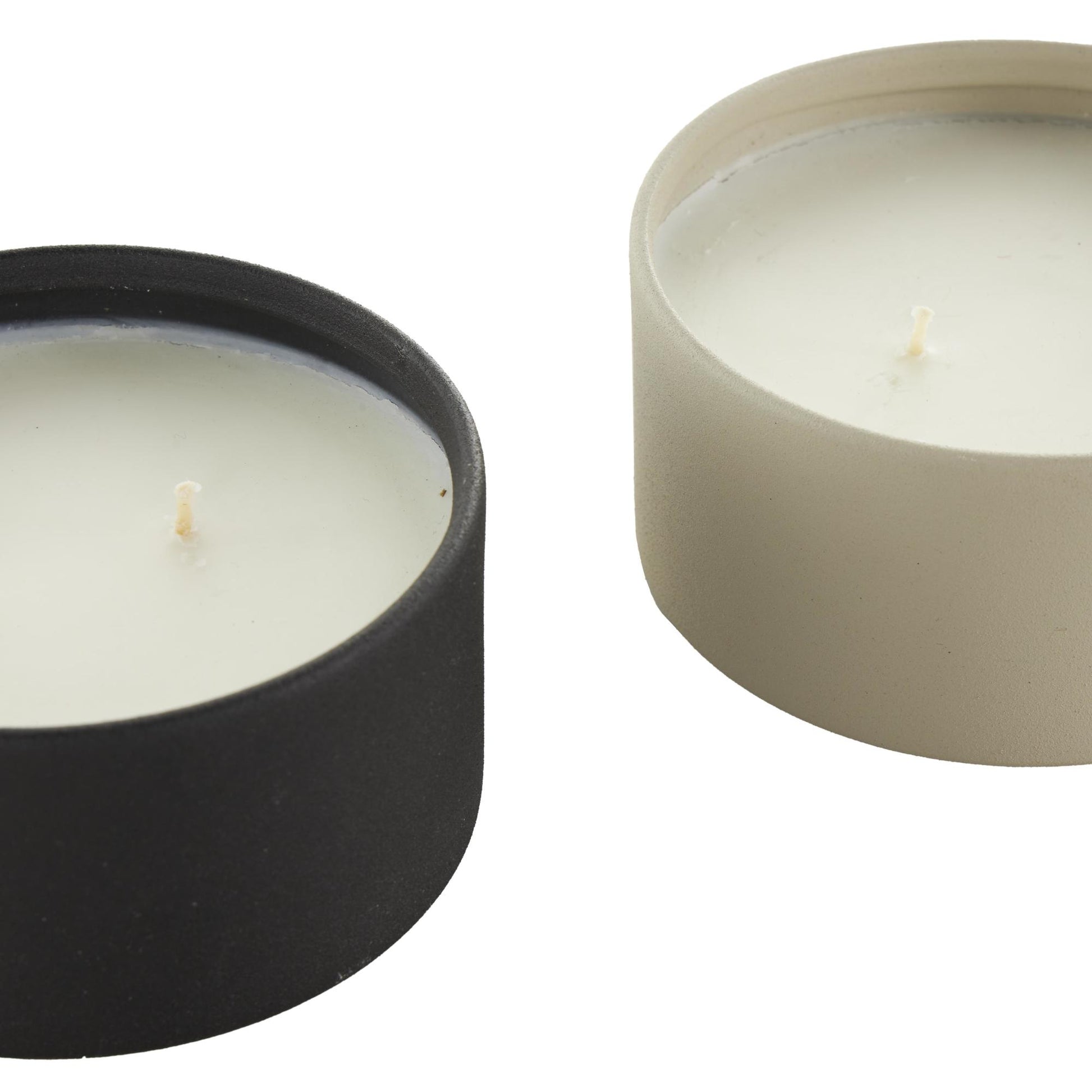 Set of 2 Metal Fresh Cotton / White Tea & Ginger Scented Textured 9oz 2 Wick Decorative Candle with White Wax