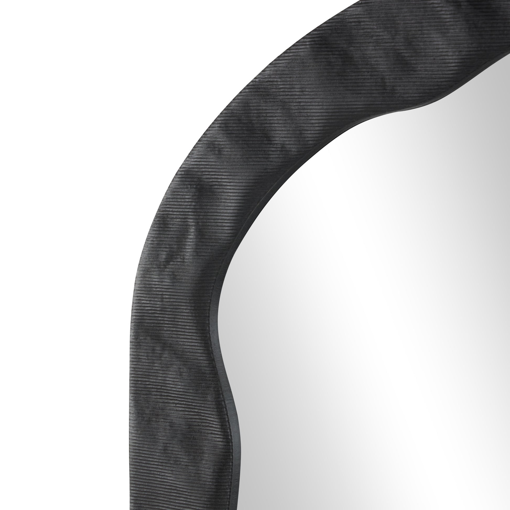 Abstract Black Velvet Wavy Room Wall Mirror