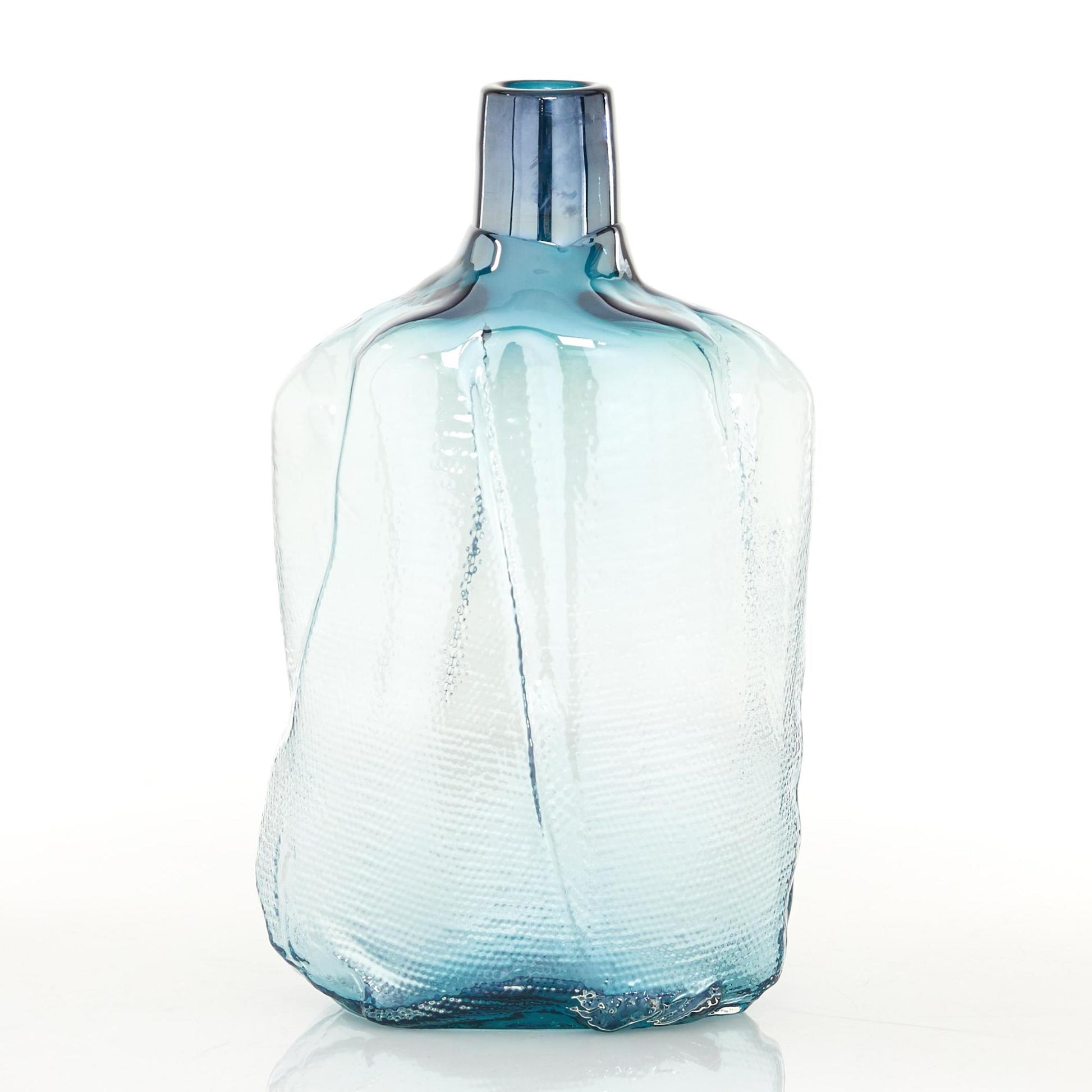 Abstract Blue Glass Handmade Blown Decorative Vase