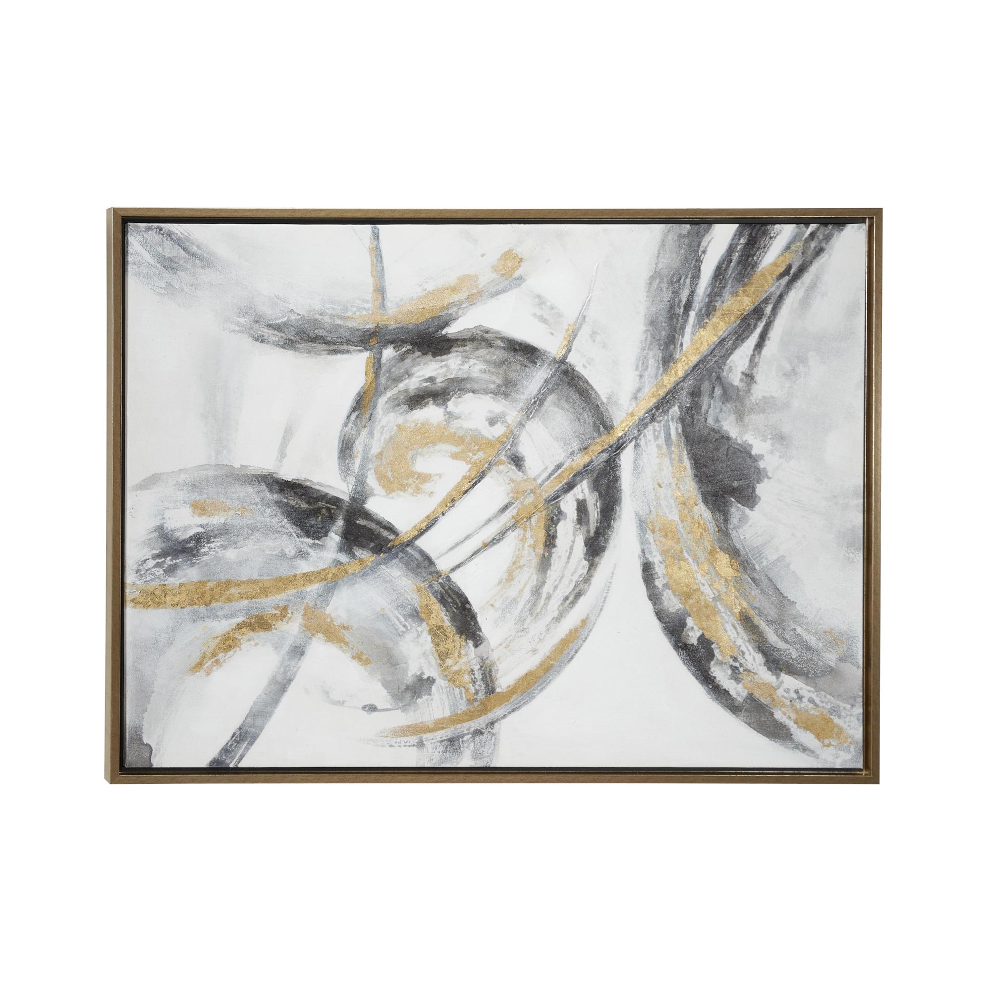 CosmoLiving by Cosmopolitan Abstract Gold Canvas Living Room Framed Wall Art with Gold Frame