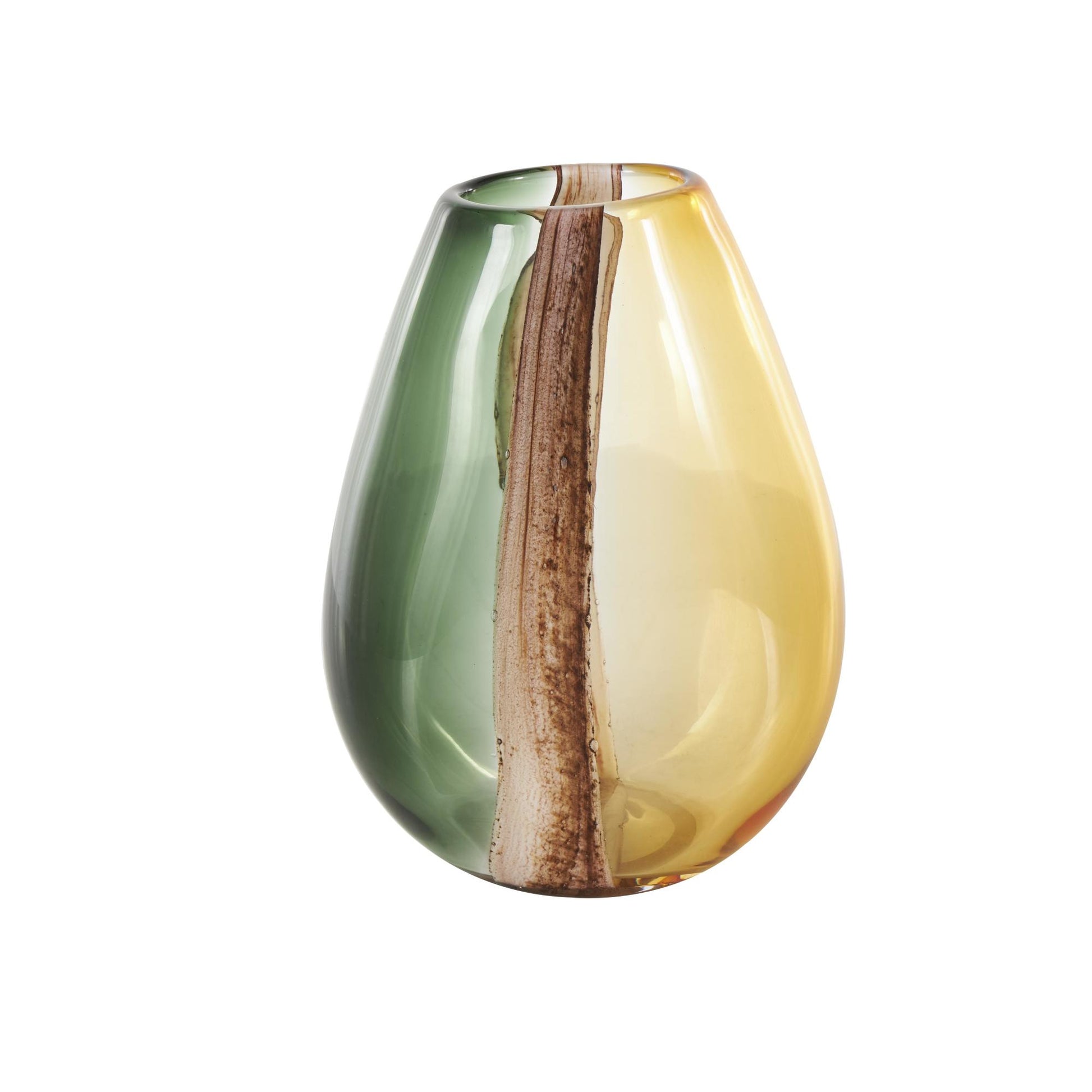 Multi Colored Glass Ombre Decorative Vase with Pink Textured Stripe Details