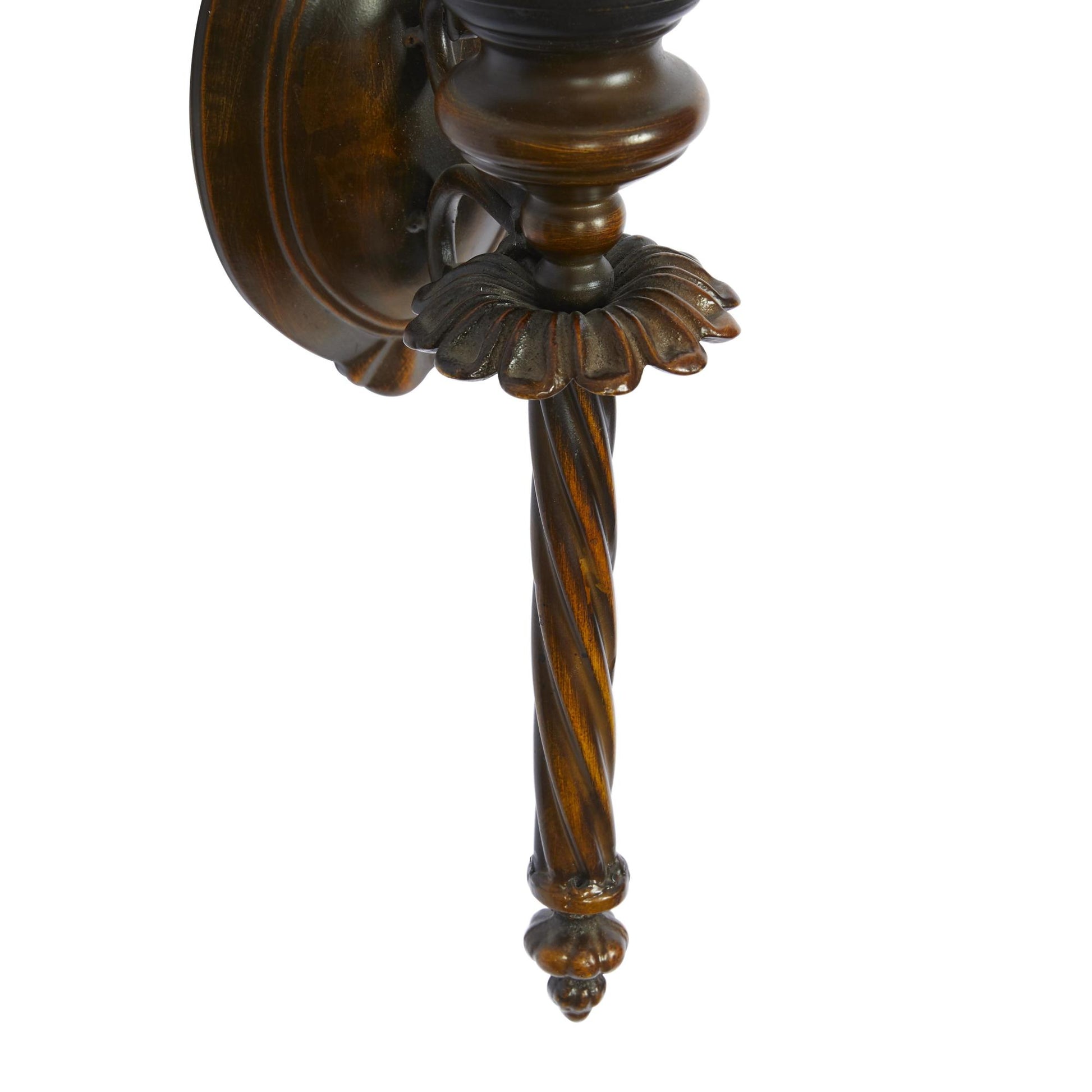 Leaf Brown Metal Candle Indoor Outdoor Wall Sconce with Twisted Base