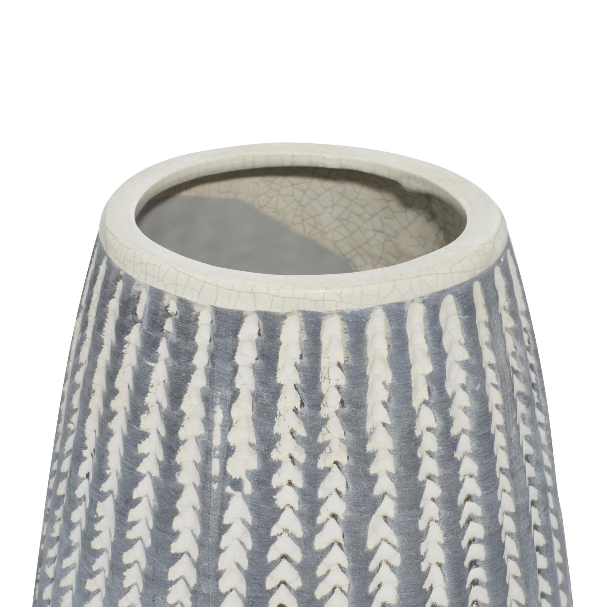 White Ceramic Decorative Vase with Stripes