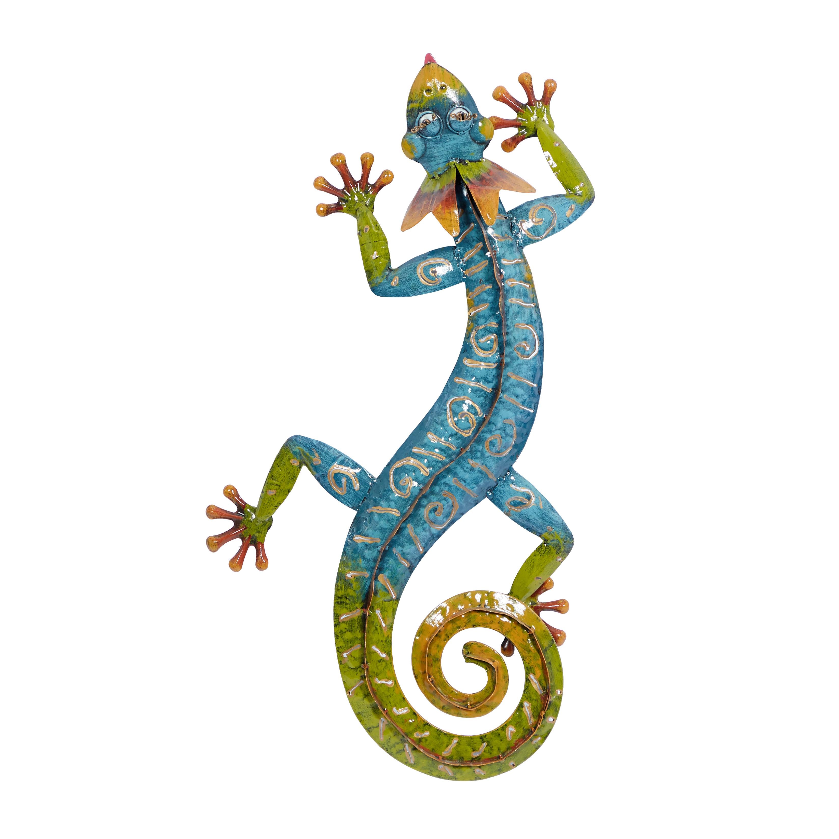Lizard Multi Colored Metal Indoor Outdoor Home Wall Decor