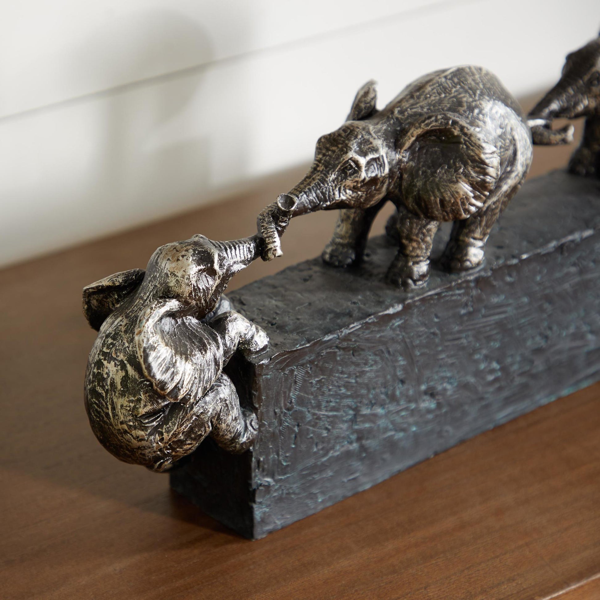 Elephant Black Polystone Decorative Sculpture