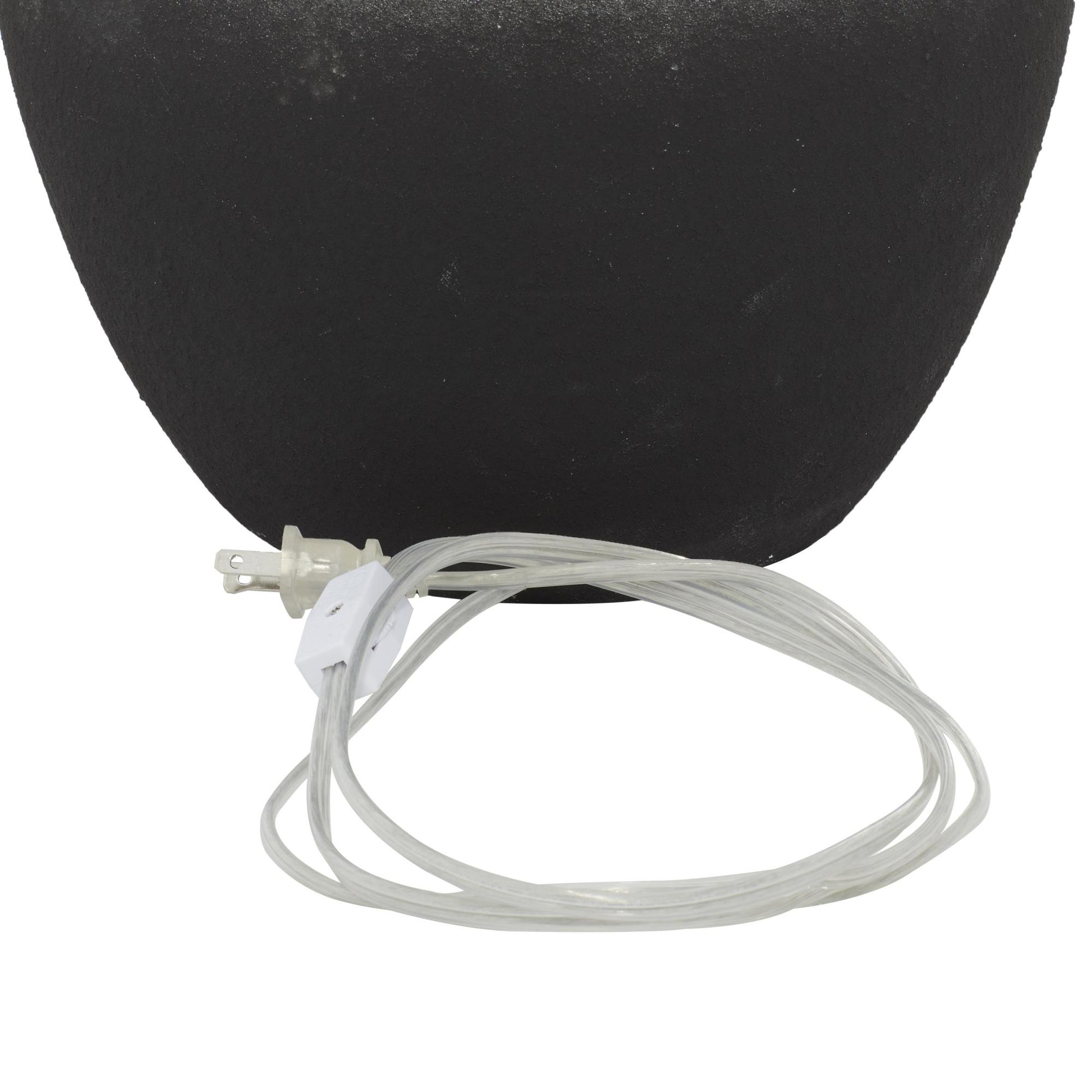Black Ceramic Wide Rounded Textured Ombre Room Table Lamp with White Linen Shade