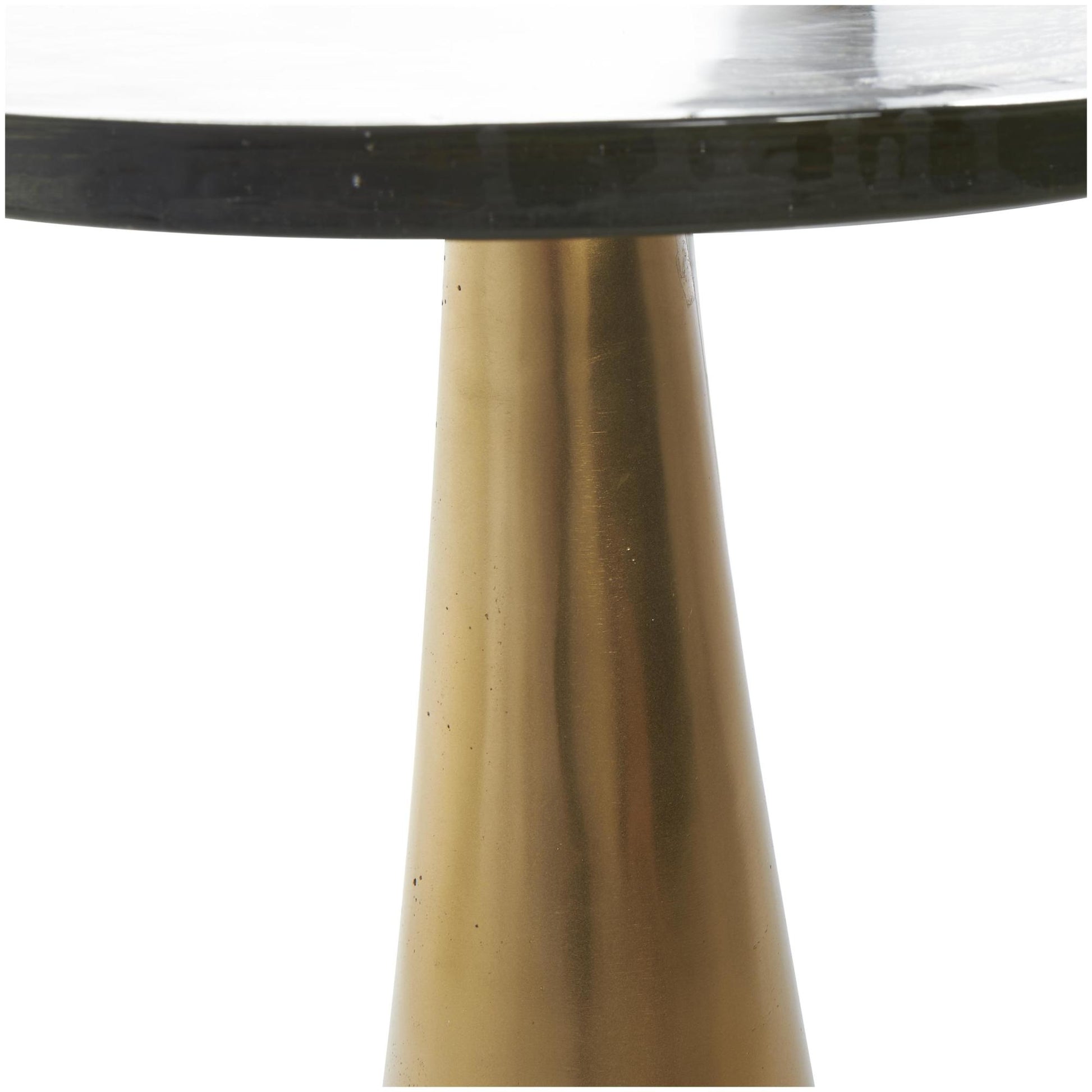 Geometric Aluminum Metal Cone Side End Accent Table with Textured Glass Tabletop