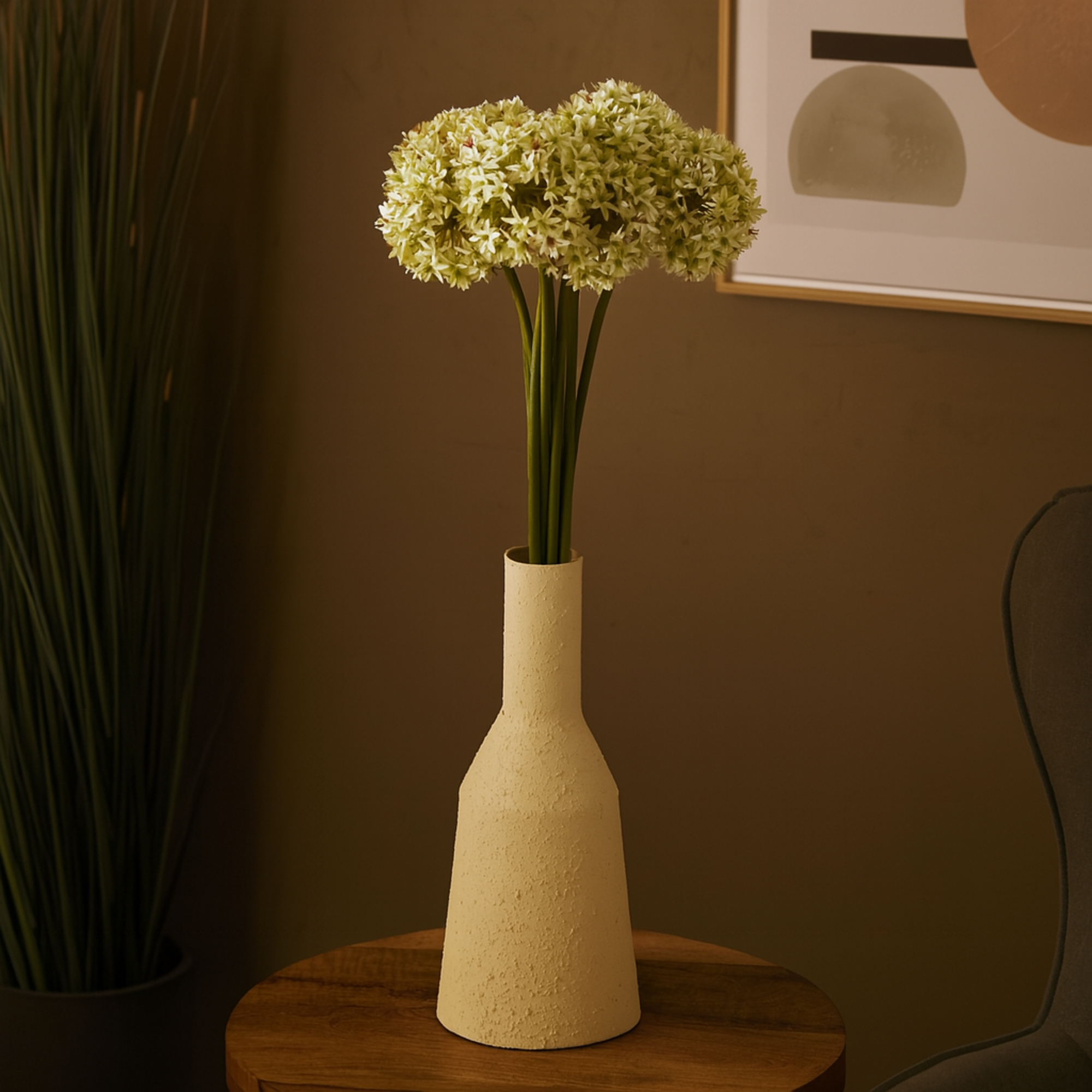 Set of 8 Allium White Plastic Tall Indoor Outdoor Artificial Flower Stem