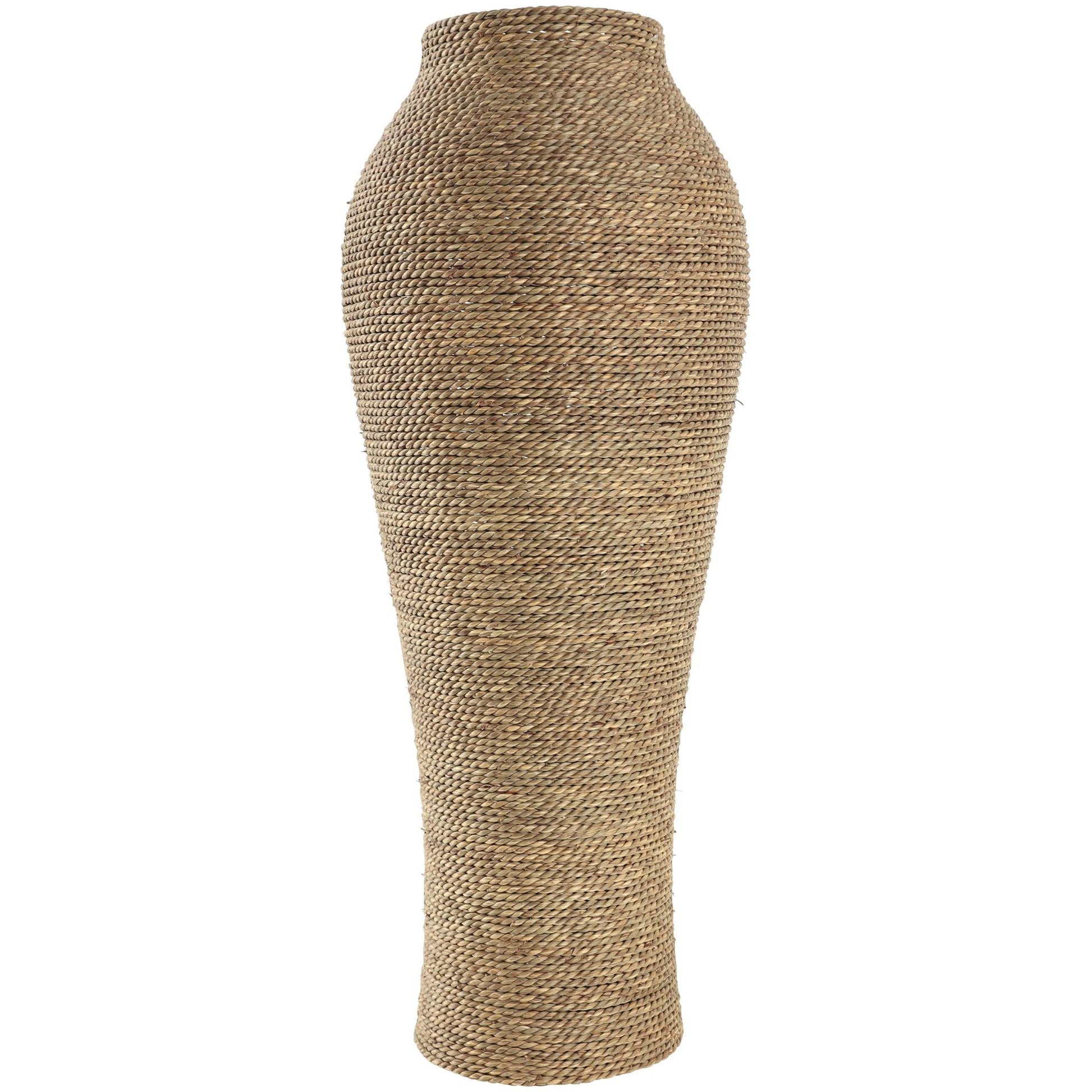 Brown Seagrass Handmade Tall Wrapped Decorative Vase