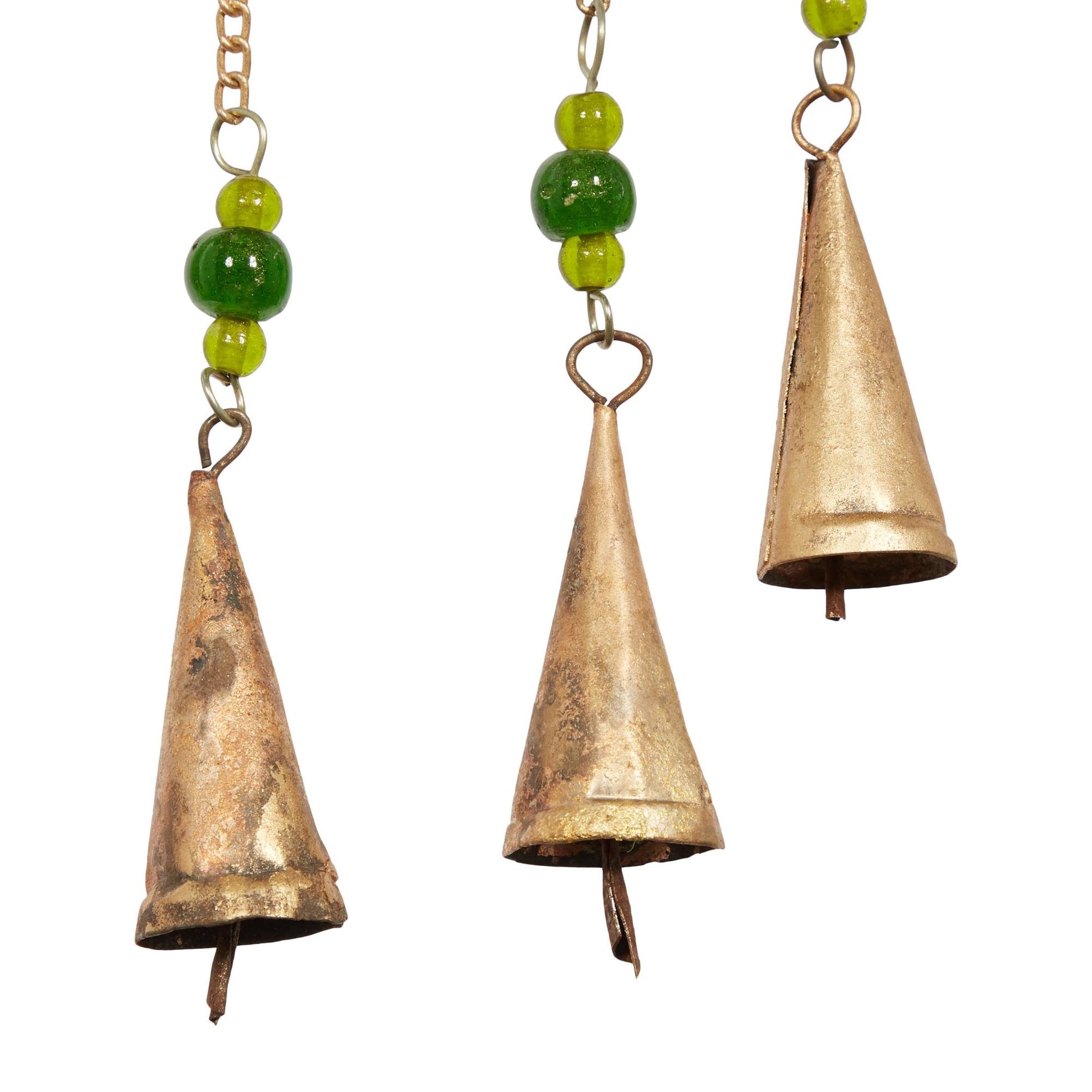 Sun and Moon Silver Metal Handmade Indoor Outdoor Windchime with Glass Beads and Bells
