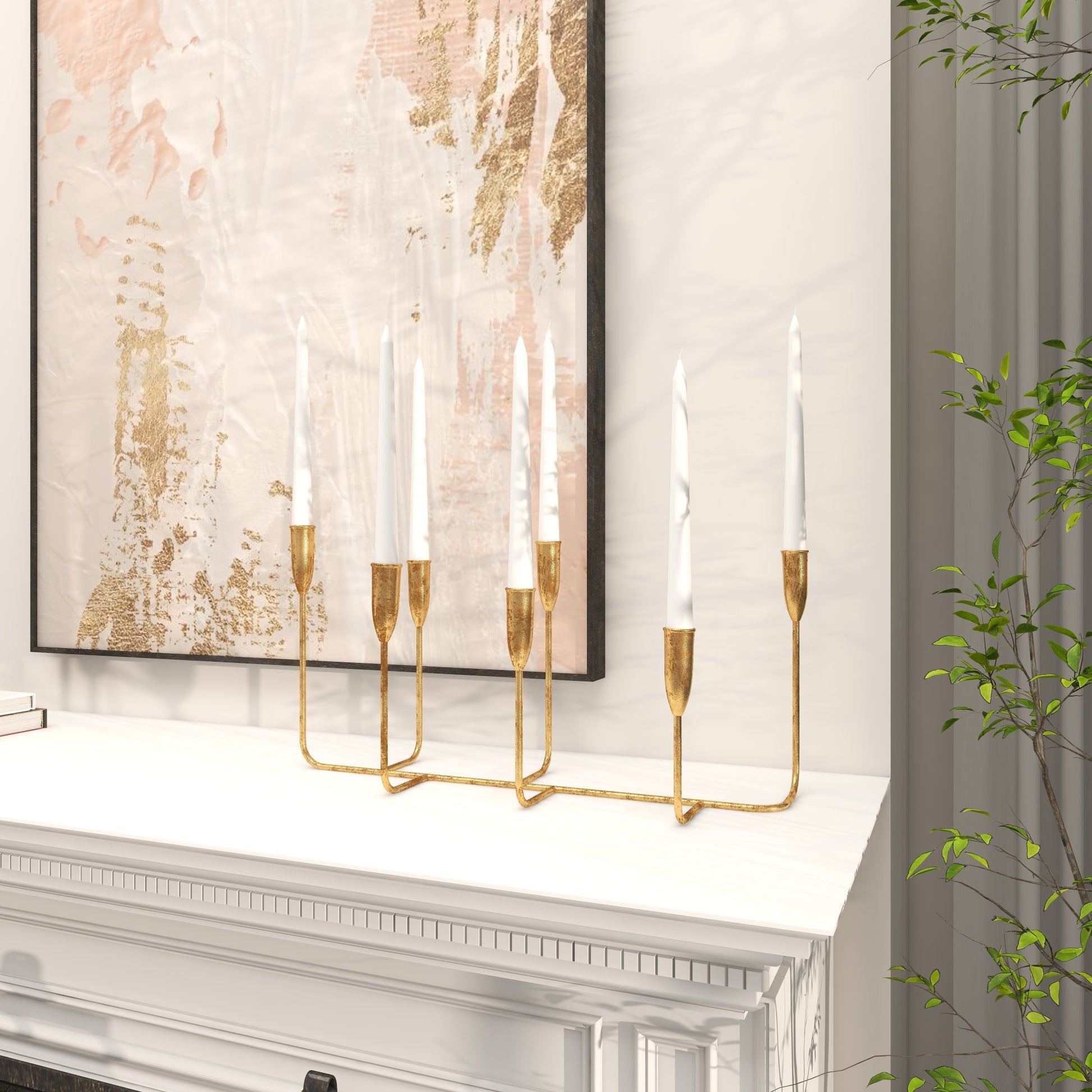 CosmoLiving by Cosmopolitan Metal Long Tapered 7 Holder Decorative Candelabra