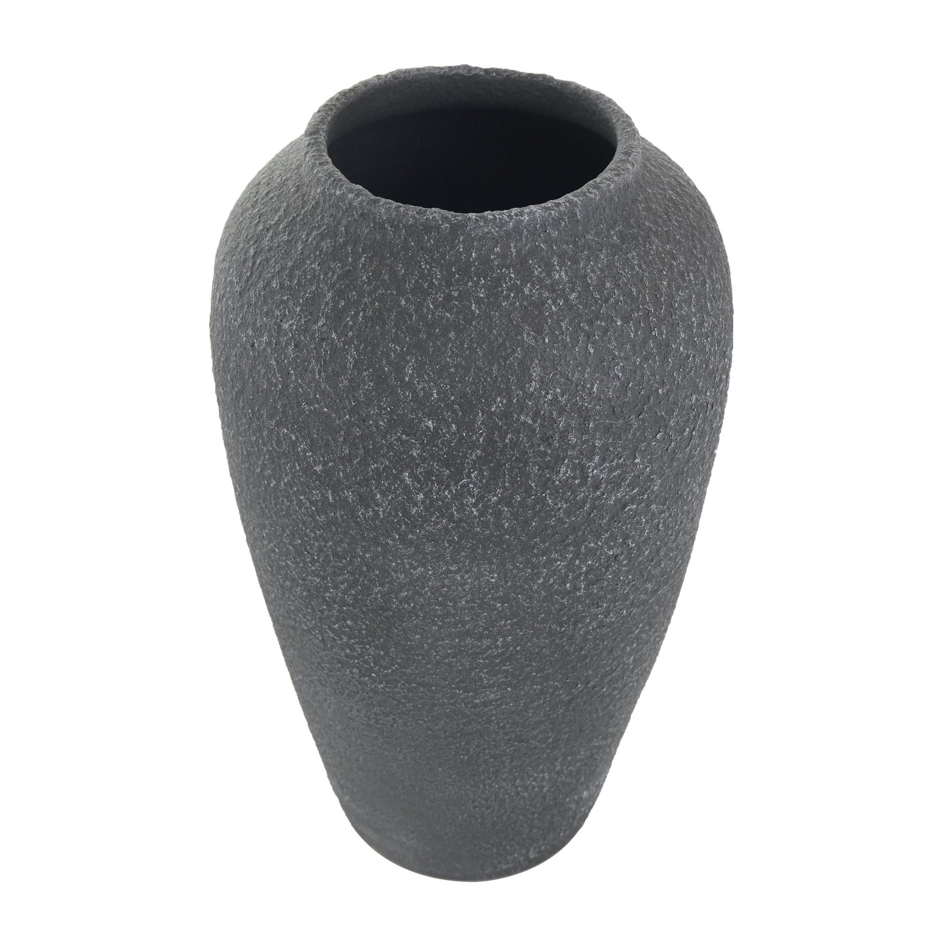 Black Ceramic Whitewashed Textured Decorative Vase