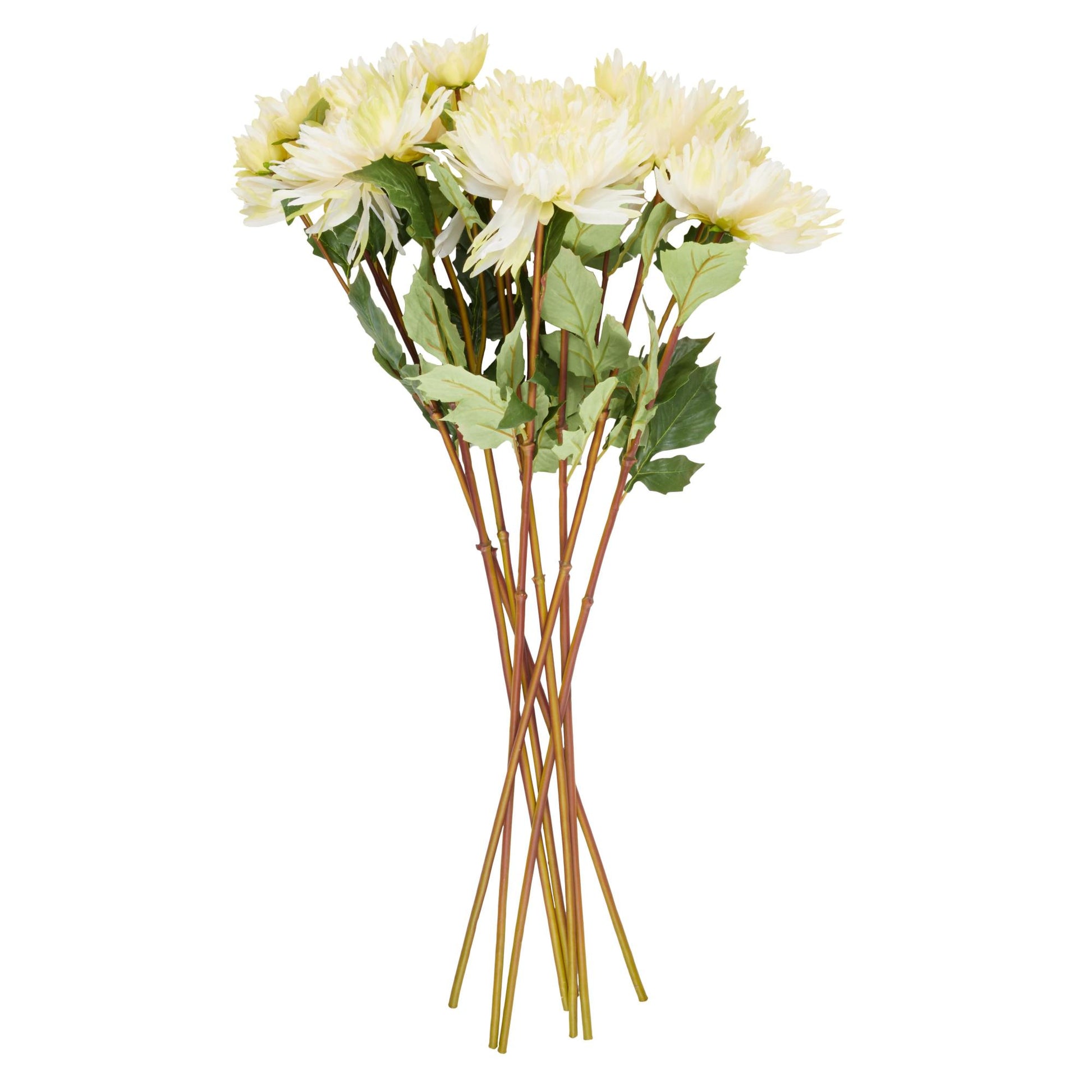 Set of 8 Dahlia White Faux Foliage Tall Indoor Outdoor Artificial Flower Stem