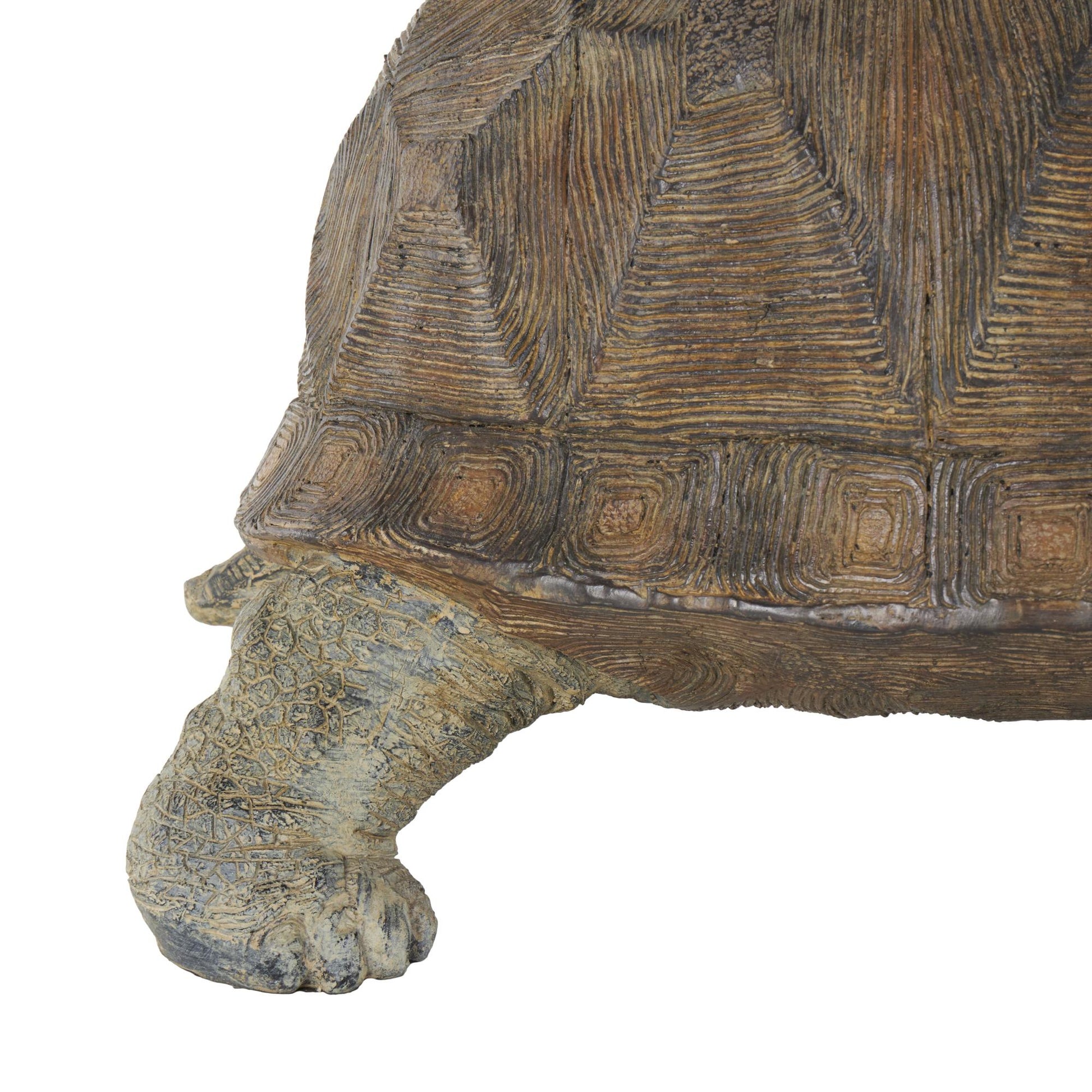 Turtle Brown Resin Distressed Textured Indoor Outdoor Garden Sculpture with Patterned Shell