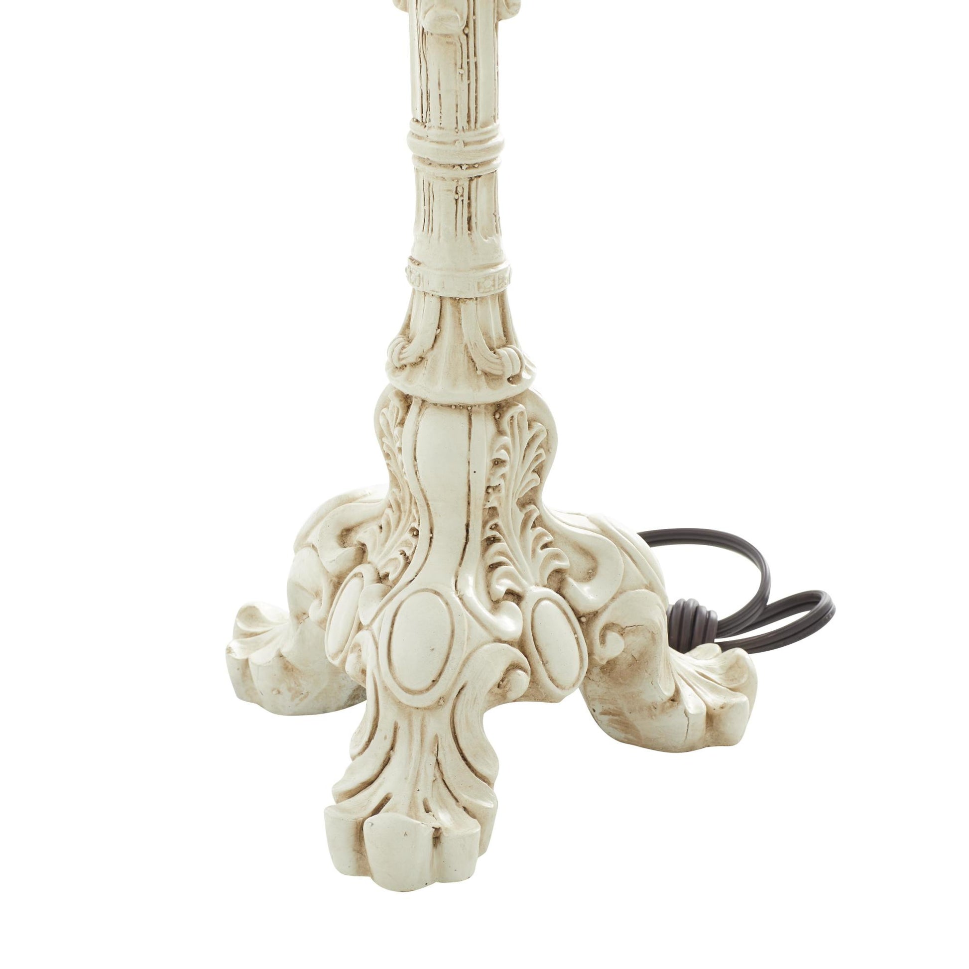 Scroll Cream Polystone Antique Style Room Buffet Lamp with Drum Shade