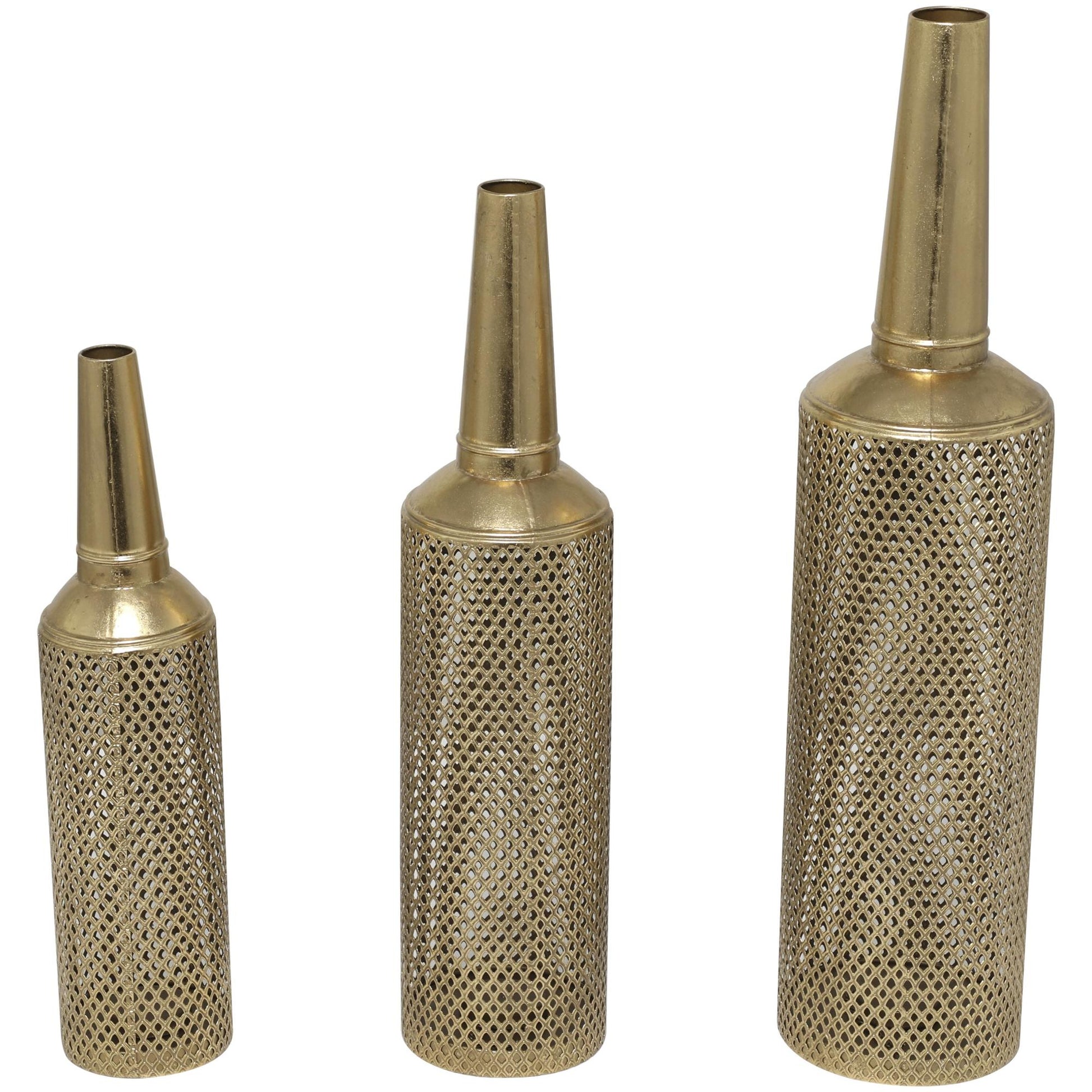 Set of 3 Metal Tall Slim Floor Decorative Vase Set of 3 35", 29", 22"H