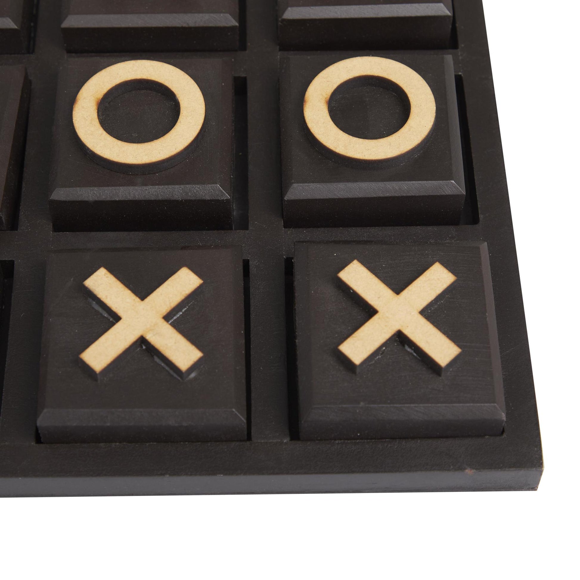 Tic Tac Toe Dark Brown Wooden Block Home Decor Game Set with Light Wood Pieces