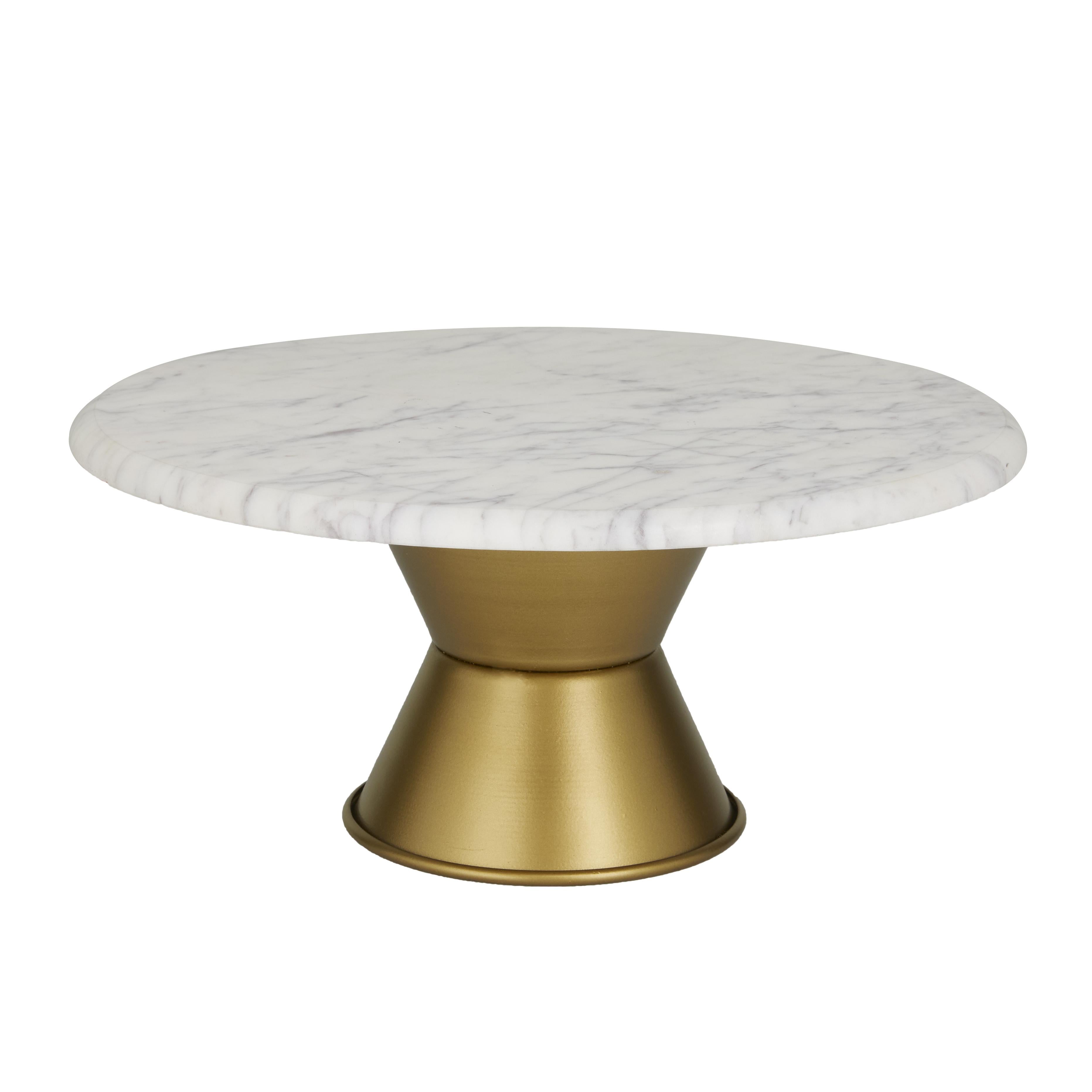 CosmoLiving by Cosmopolitan Ceramic Decorative Cake Stand with Gold Base