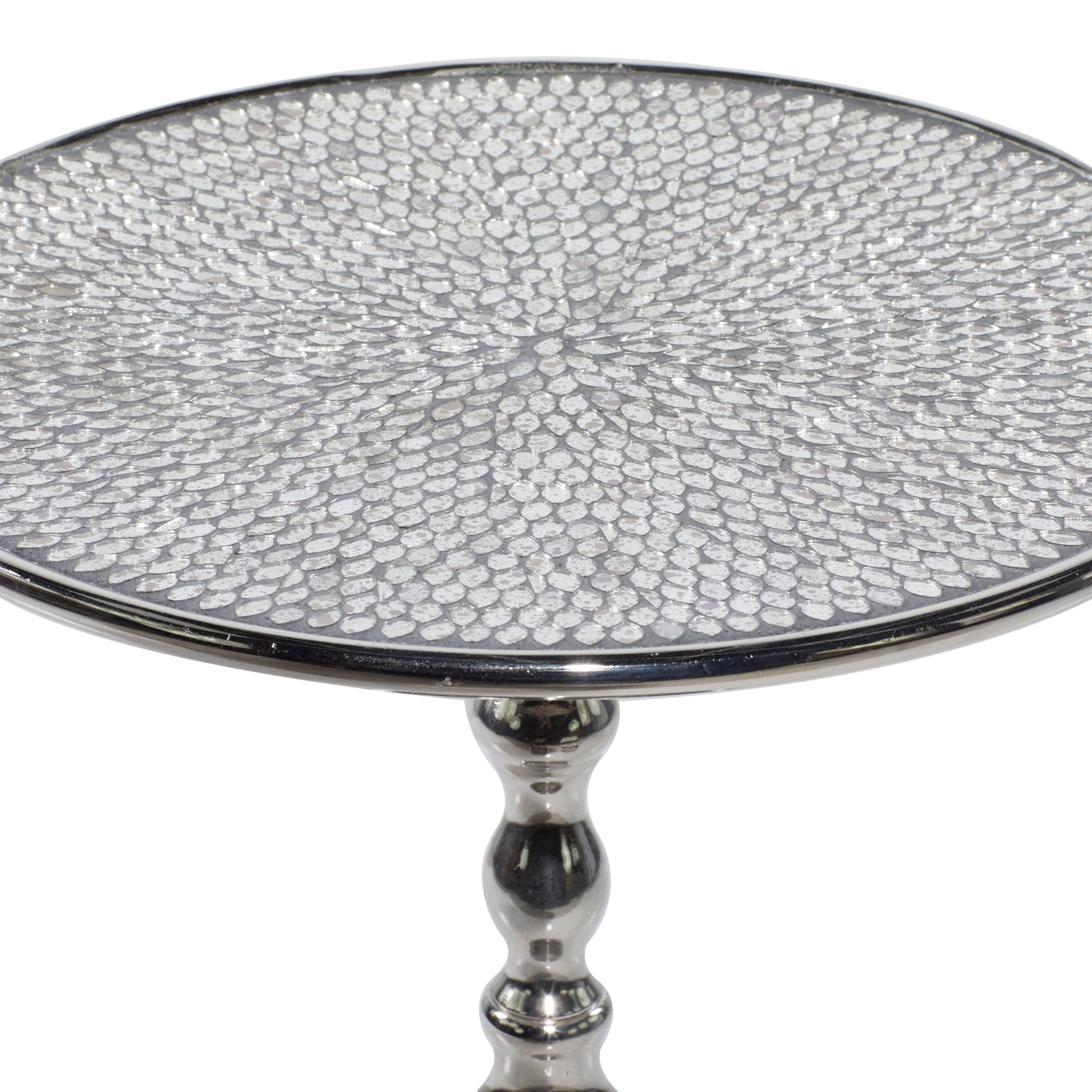 Silver Aluminum Metal Side End Accent Table