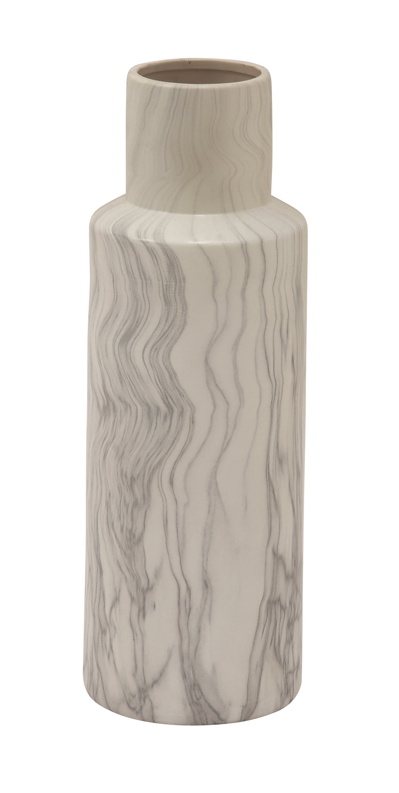 White Ceramic Faux Marble Decorative Vase