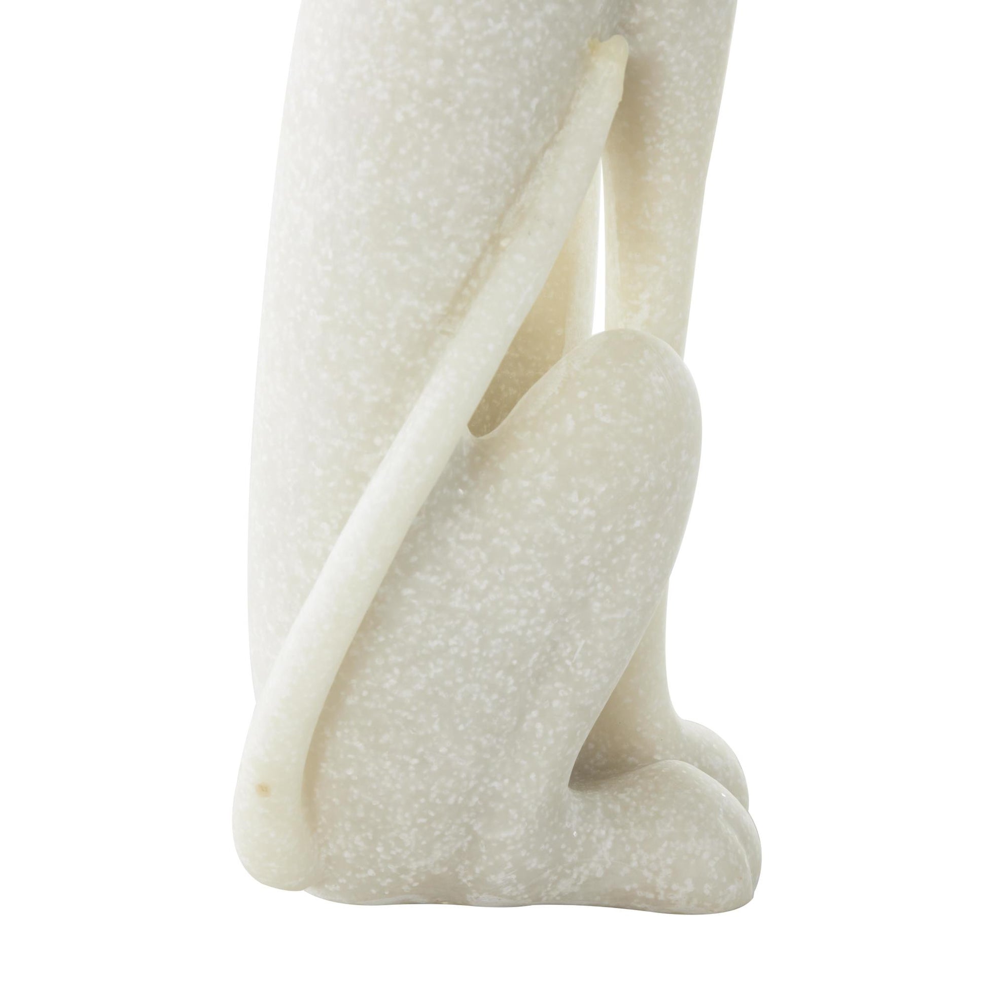 Dog Cream Polystone Sitting Decorative Sculpture with Gold Collar