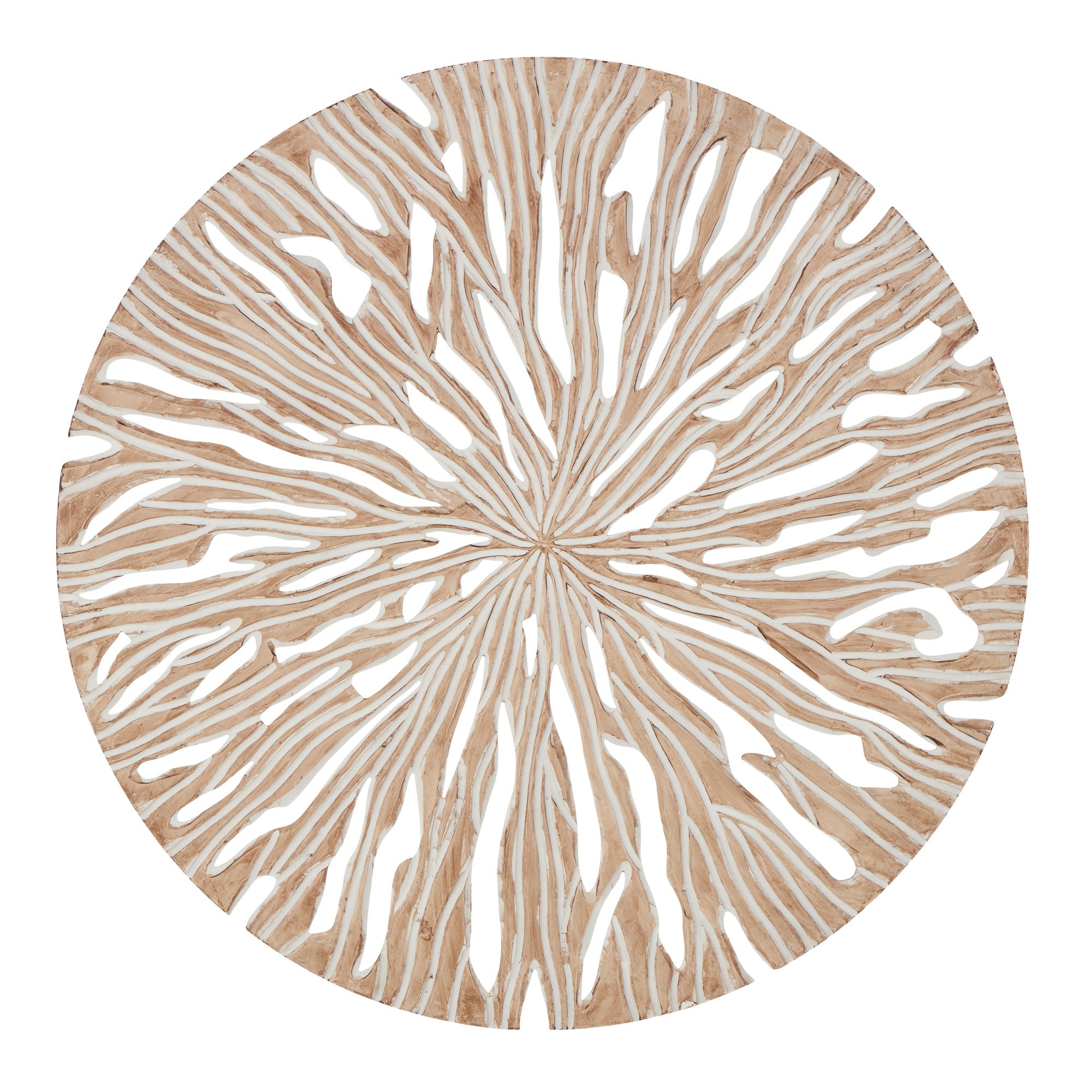 Starburst Beige Wooden Handmade Intricately Carved Home Wall Decor