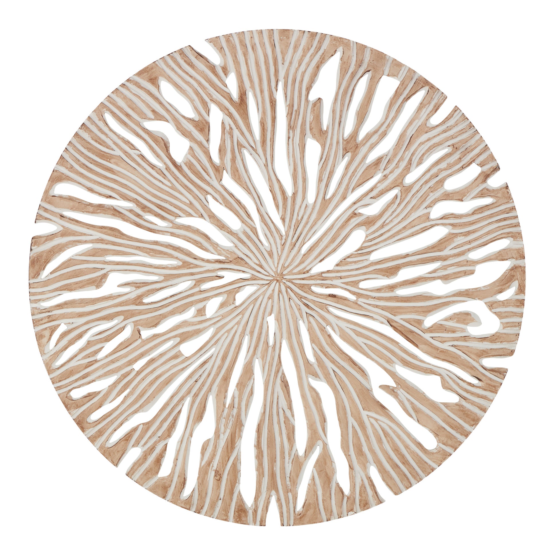 Starburst Beige Wooden Handmade Intricately Carved Home Wall Decor