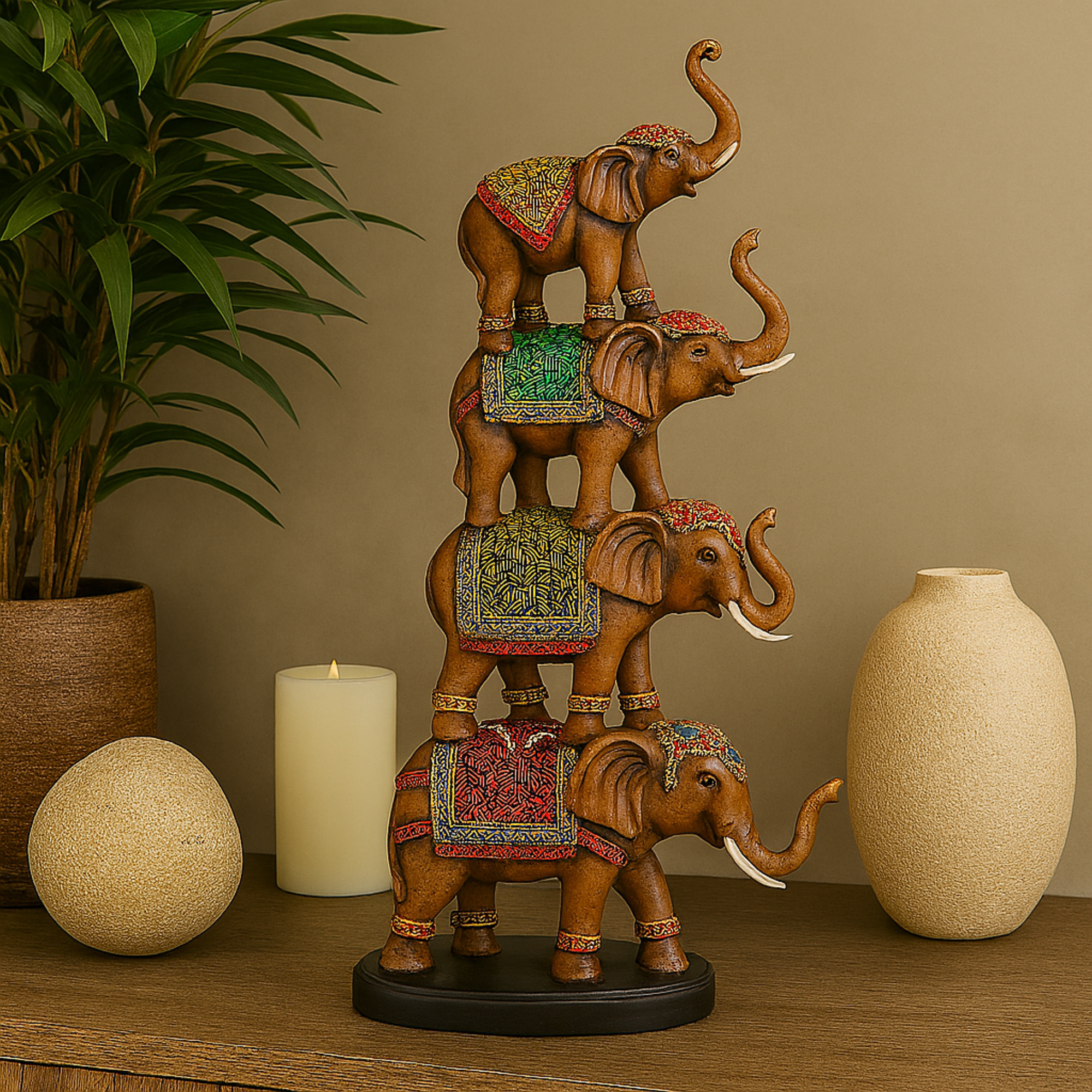 Elephant Brown Polystone Decorative Sculpture