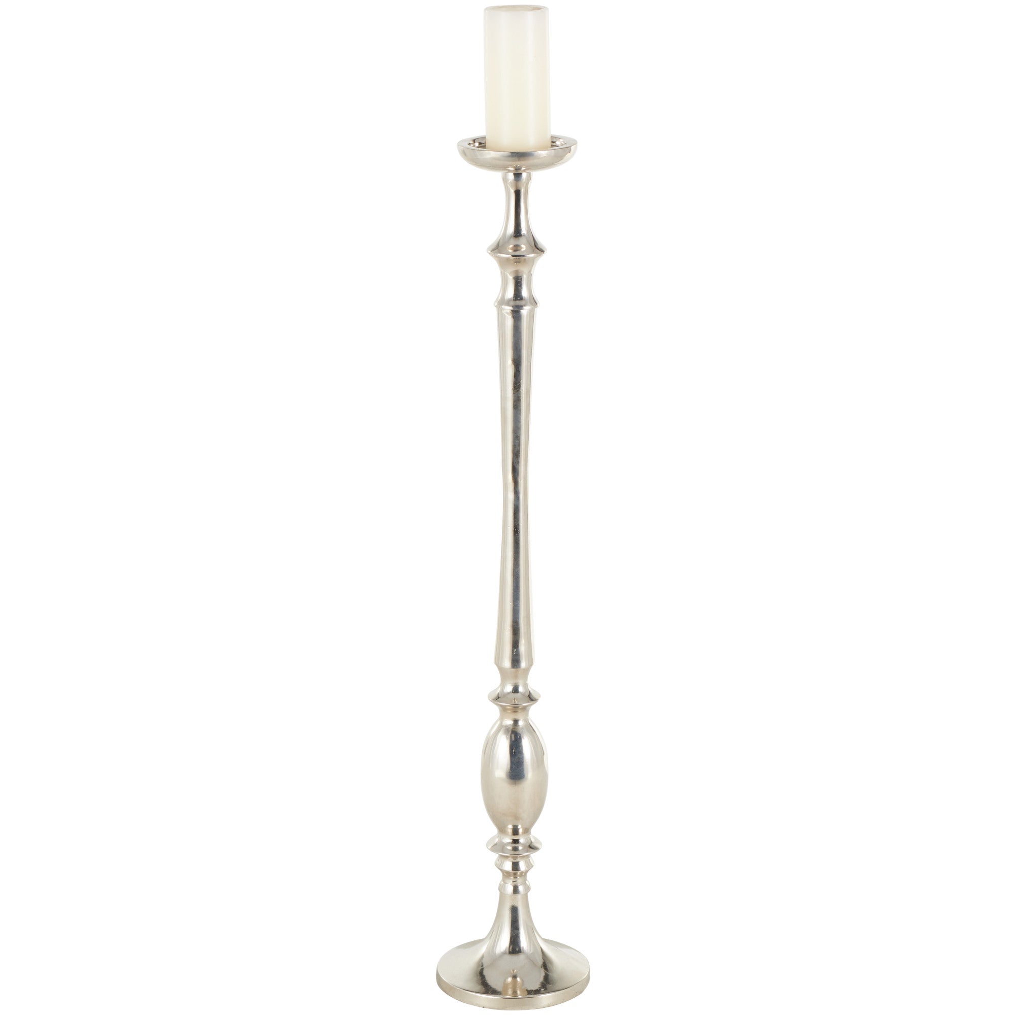Silver Aluminum Metal Floor Decorative Candle Holder