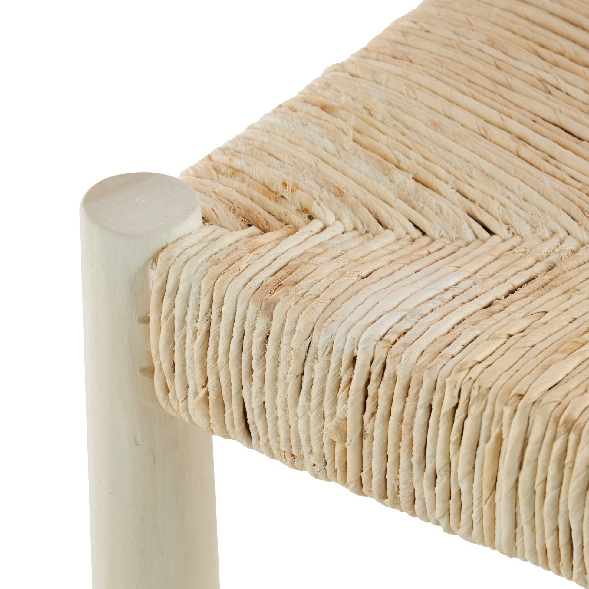 Set of 2 Wood Handmade Art Deco Kitchen Dining Chair with Woven Banana Leaf Seat