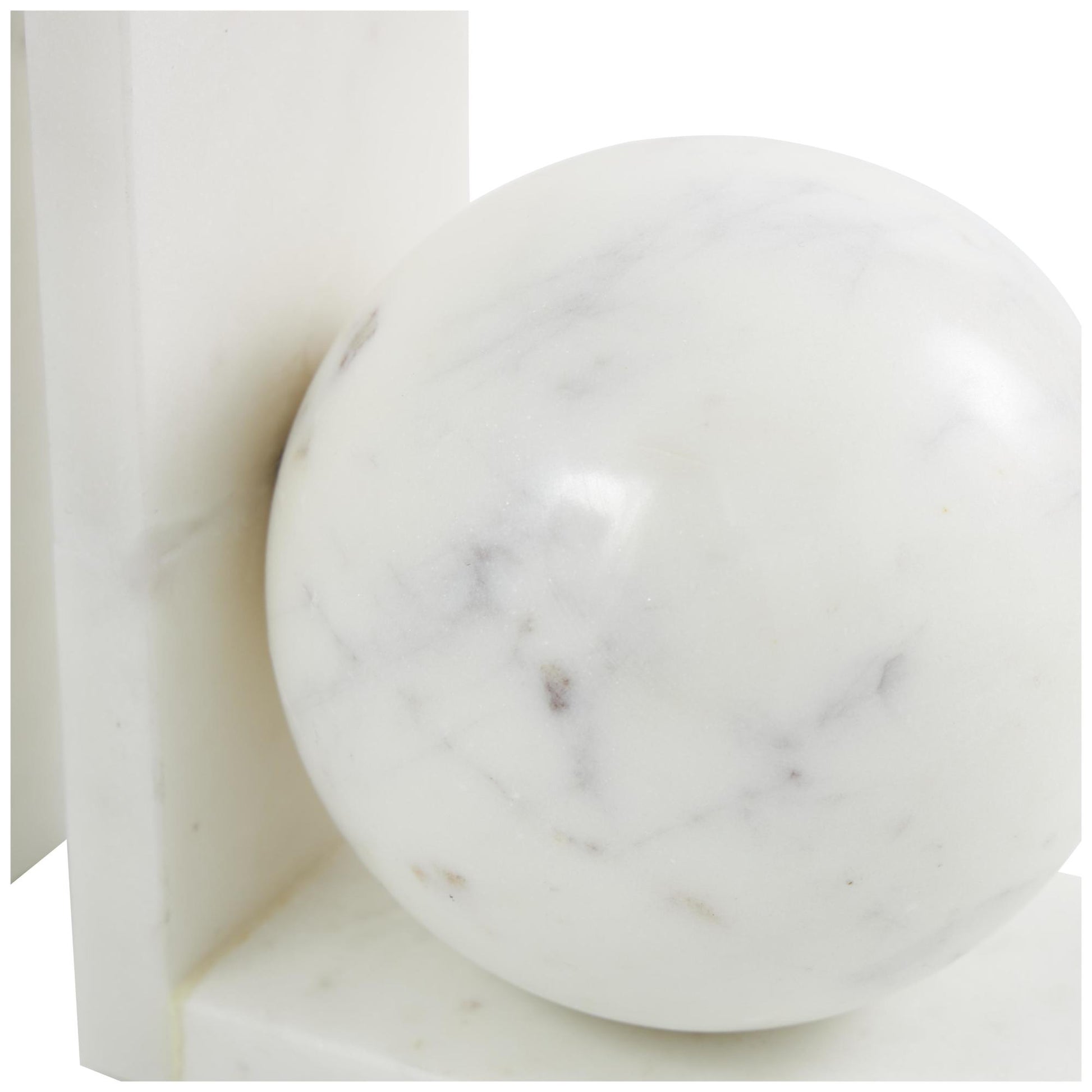 Set of 2 Geometric Marble Sleek Orb 12 lbs Decorative Bookends with L- Shaped Bases