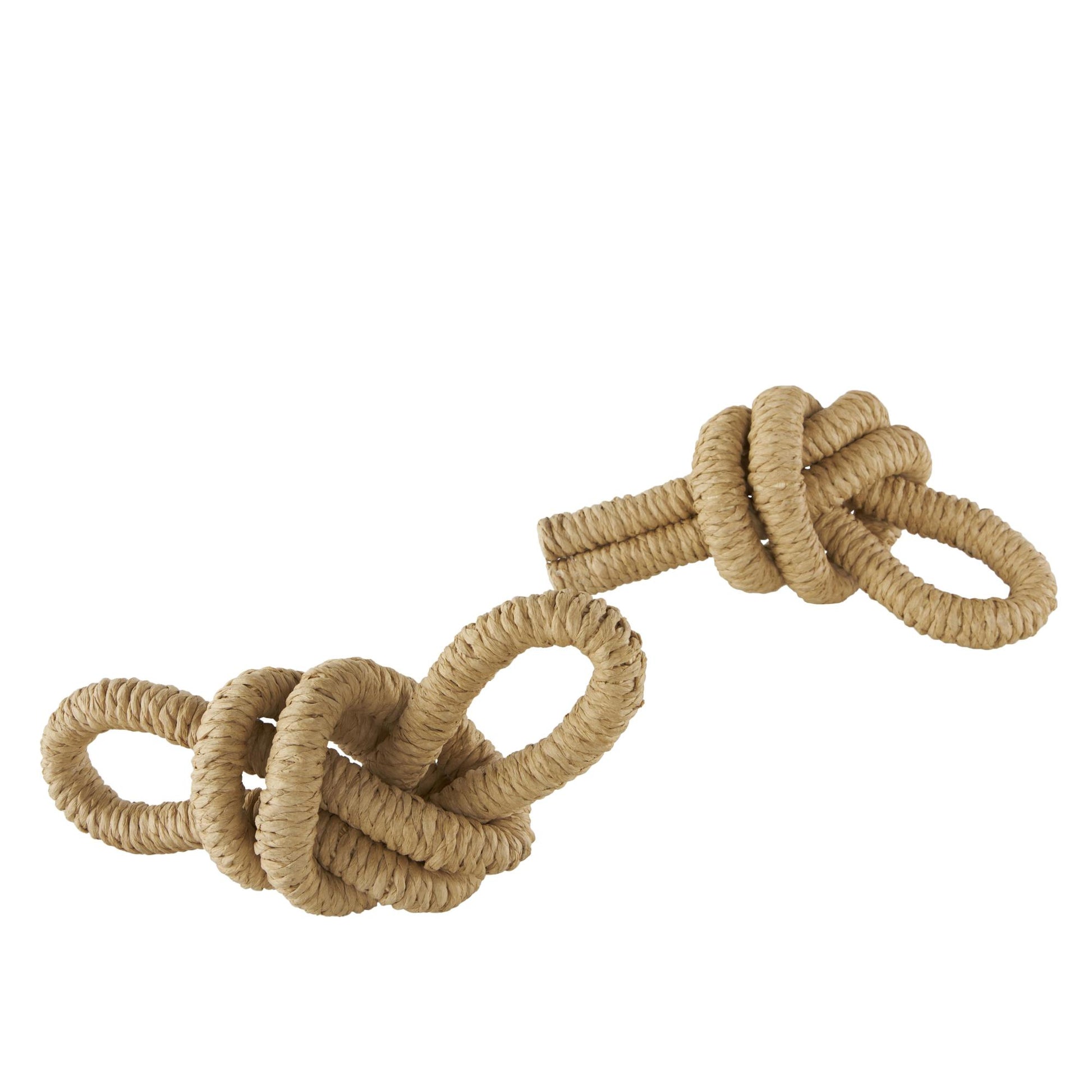 Set of 2 Knot Brown Paper Woven Decorative Sculpture