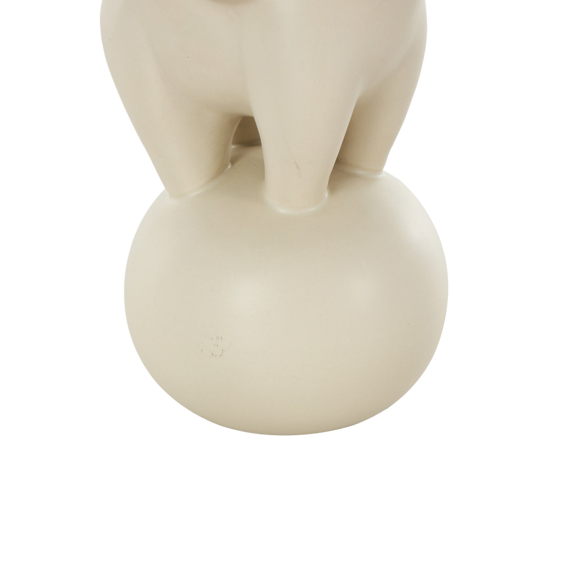 Set of 2 Elephant White Ceramic Trumpeting Decorative Sculpture with Round Base