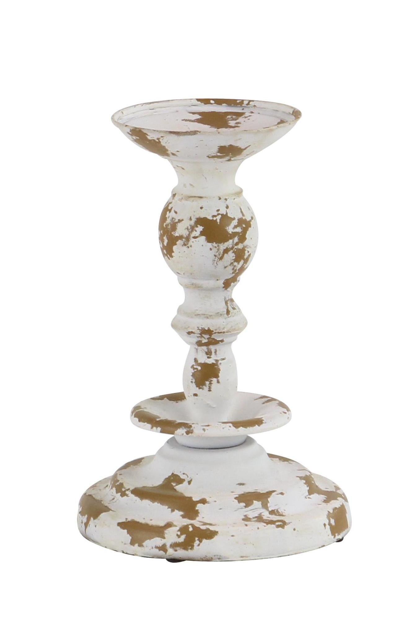 Set of 3 White Metal Candle Holder
