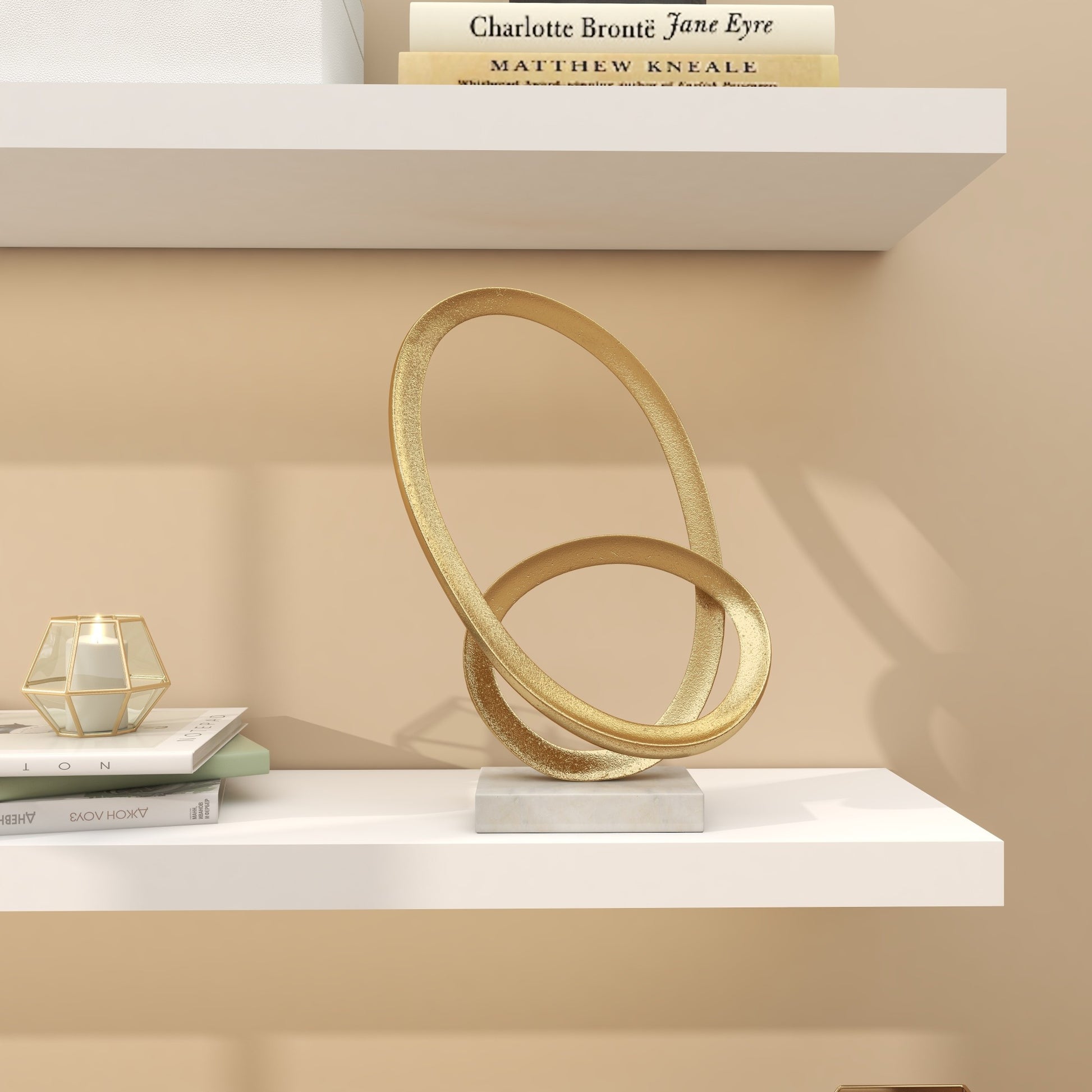 CosmoLiving by Cosmopolitan Geometric Gold Aluminum Metal Loop Decorative Sculpture with Marble Base